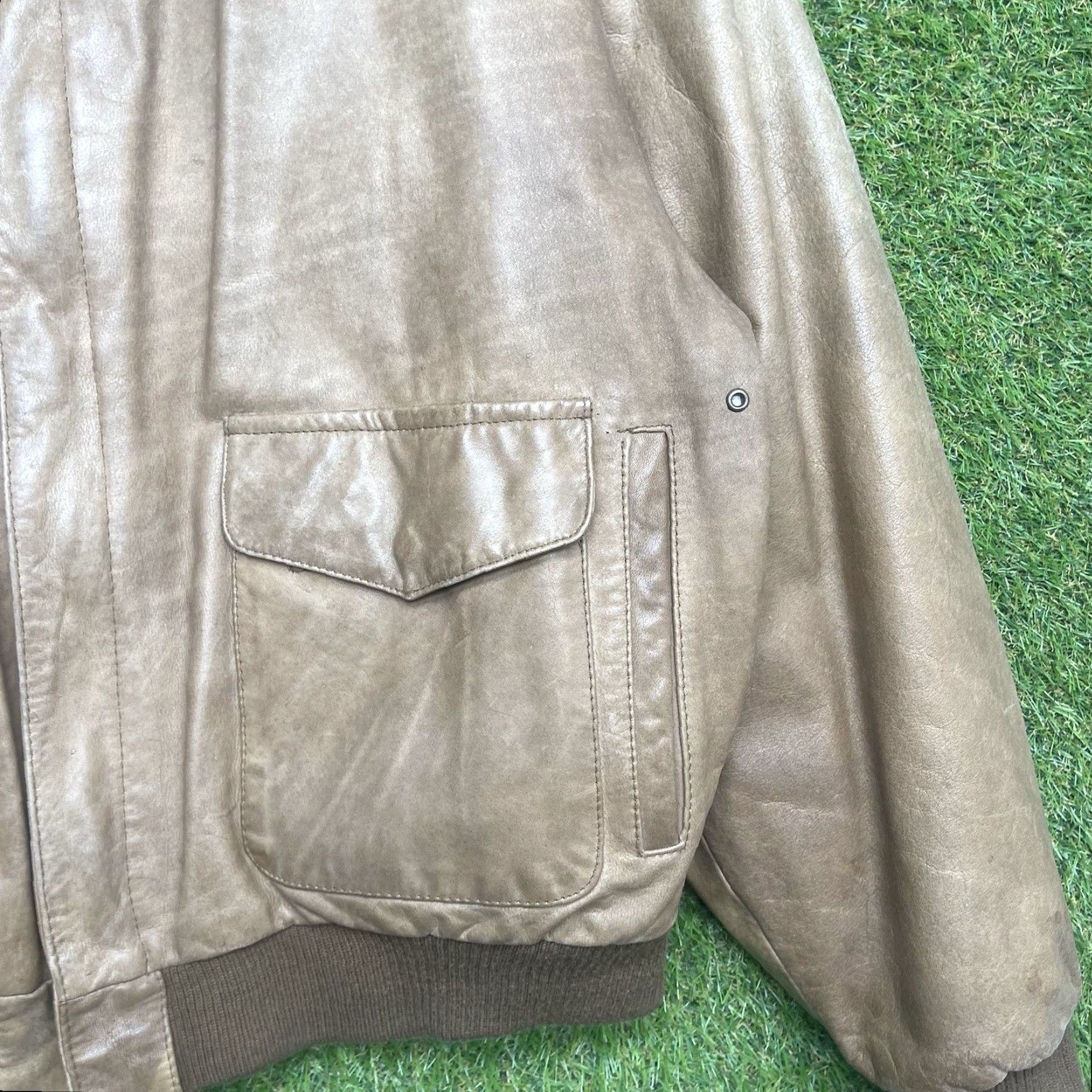 G-III G-III Leather Bomber Jacket Mens M Zip Front Map Lining Aviator Flight Retro Solid Brown Short Coat World Map Pattern Size US M / EU 48-50 / 2 - 4 Thumbnail