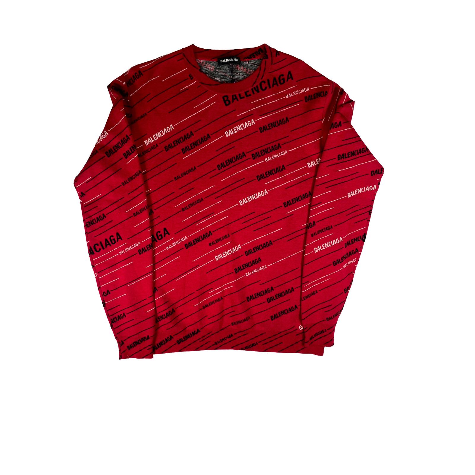 Balenciaga Balenciaga Monogram Knit Red Sweater Size US S / EU 44-46 / 1 - 1 Thumbnail