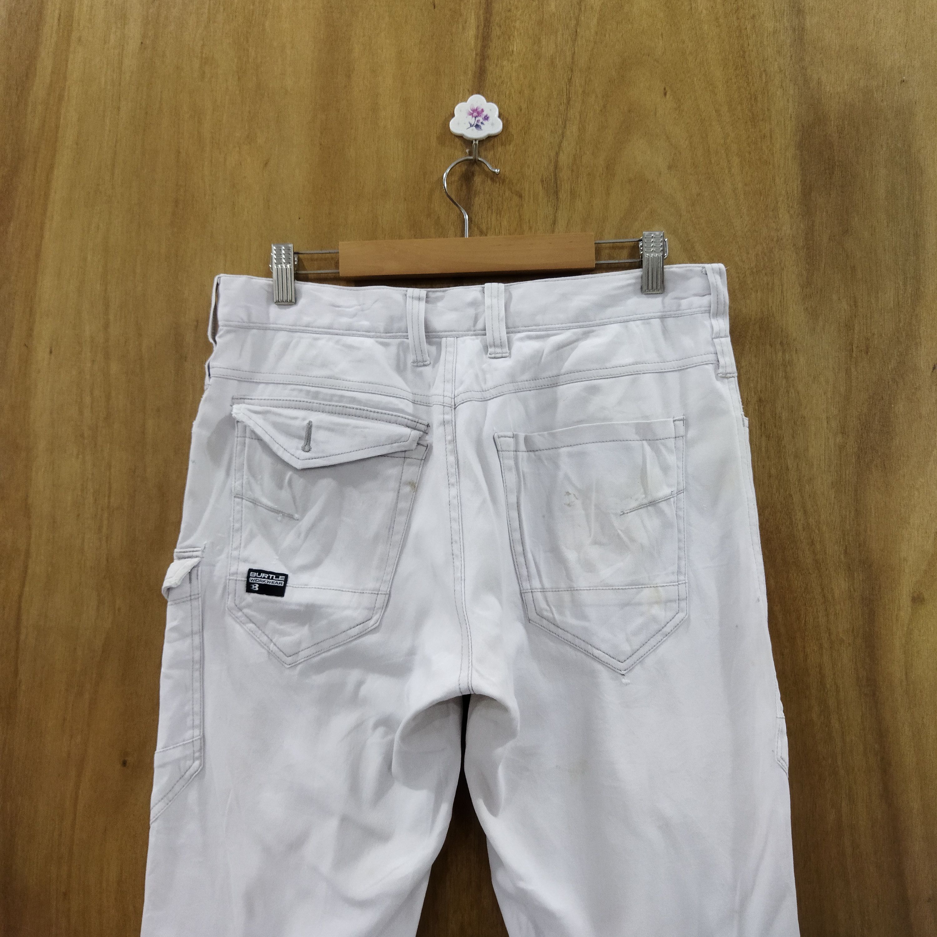 Japanese Brand BURTLE WORK WARE FADED WHITE CARGO PANTS Size US 32 / EU 48 - 8 Thumbnail