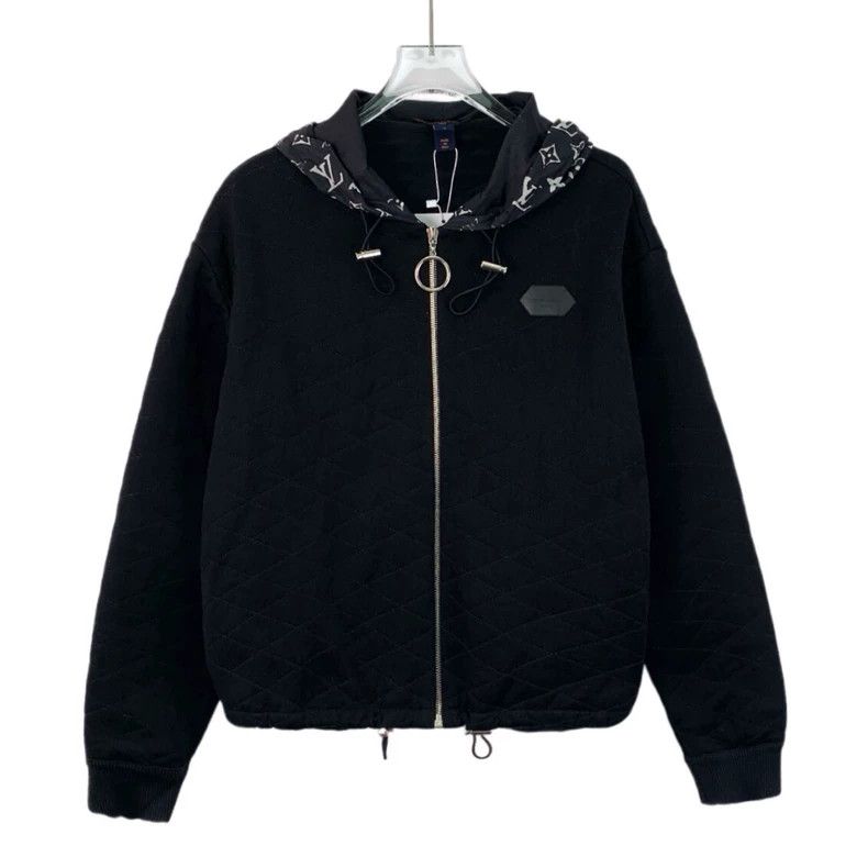 Louis Vuitton Louis Vuitton Black cotton hooded logo print zip-up long-s Size US S / EU 44-46 / 1 - 1 Thumbnail