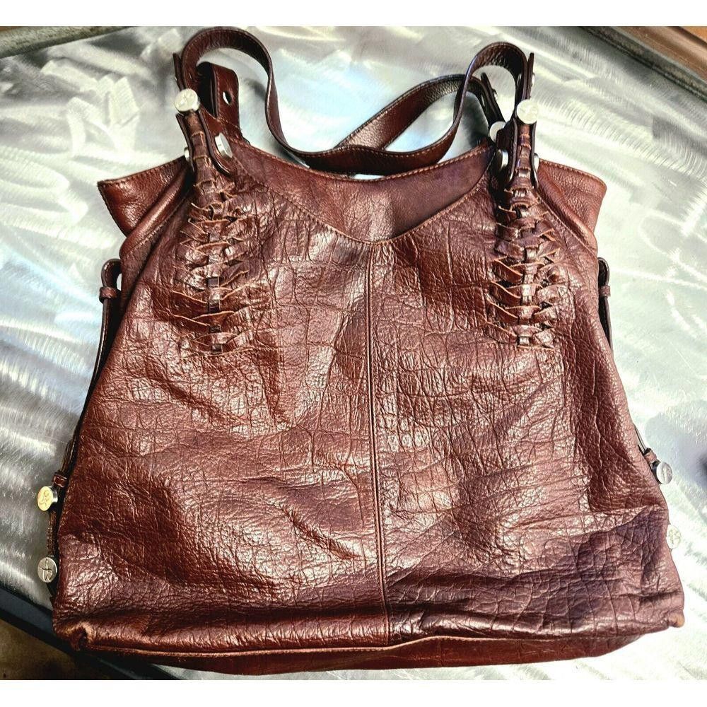 Designer B Makowsky Satchel Handbag Leather Double strap Purse C1 Size ONE SIZE - 1 Thumbnail