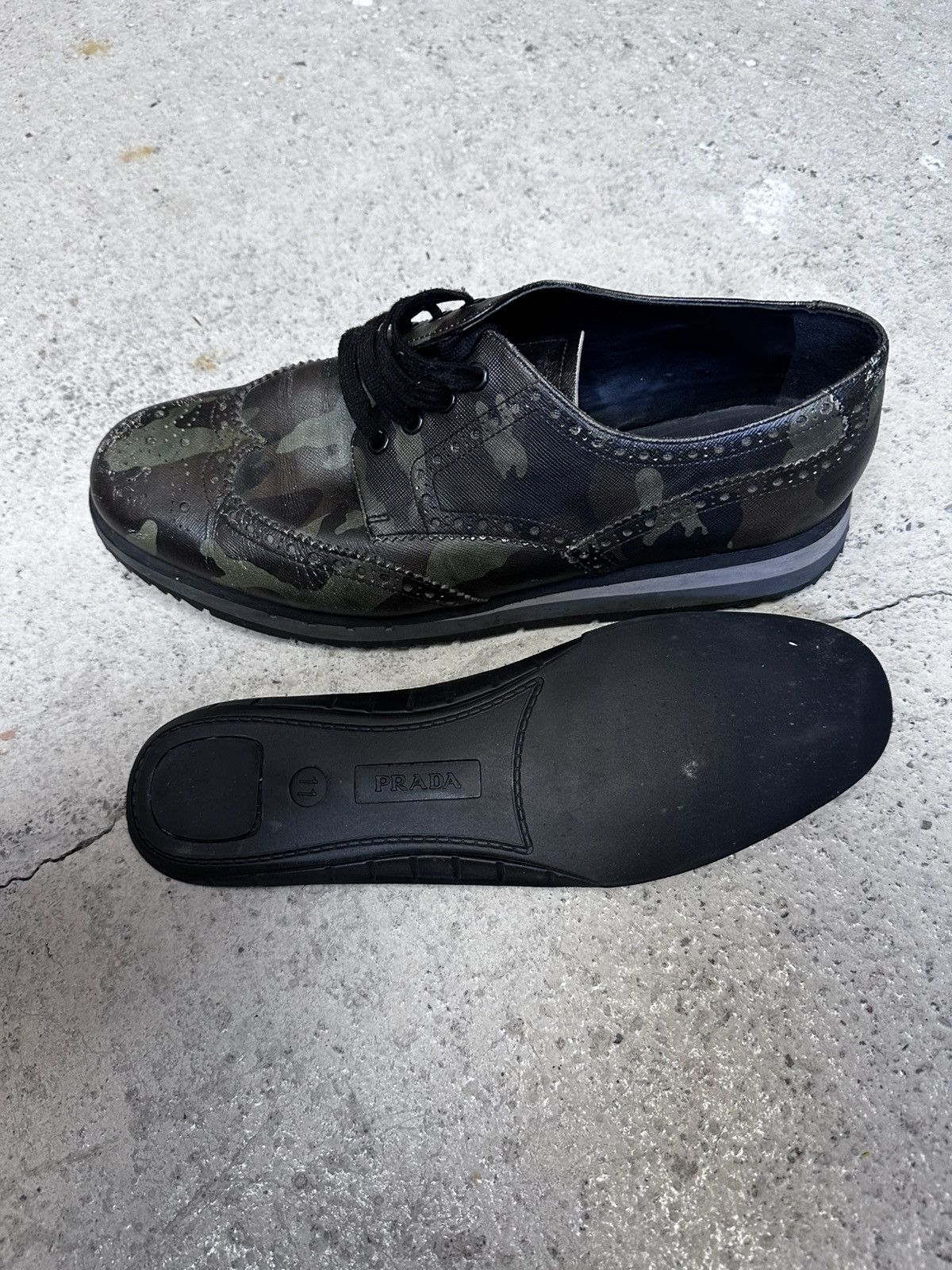 Prada Prada Mens Camo Full Brogue Derby Shoes size - 44/45 us - 11 Size US 11 / EU 44 - 17 Thumbnail
