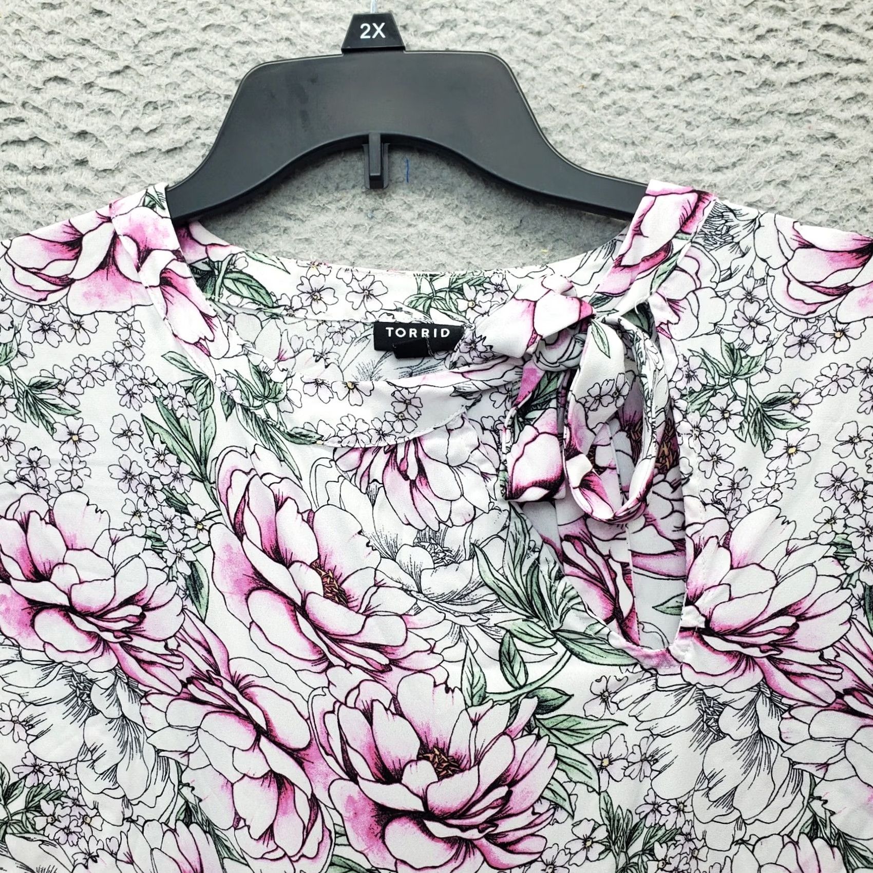 Torrid Torrid Blouse Womens Size 2 Multicolor Floral Long Sleeve Balloon Sleeve Pullover Crew Neck Shirt Size XS / US 0-2 / IT 36-38 - 4 Thumbnail