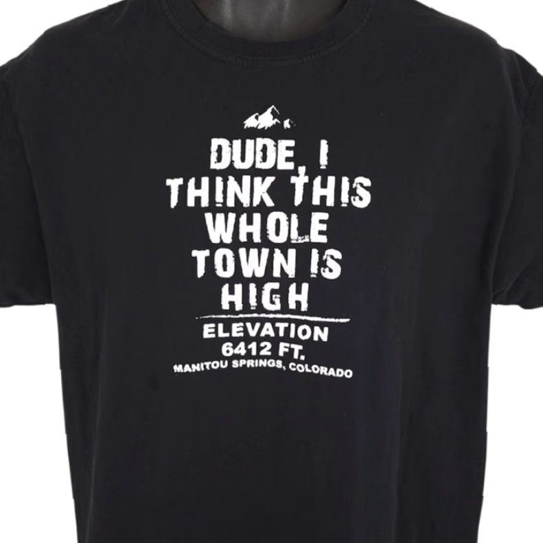 Gildan Manitou Springs T Shirt Mens Size Large Black Colorado Town Is High Gildan Shirt Adult Large Black Colorado Travel Souvenir Funny Mountain 2010s Mens Size US L / EU 52-54 / 3 - 2 Thumbnail