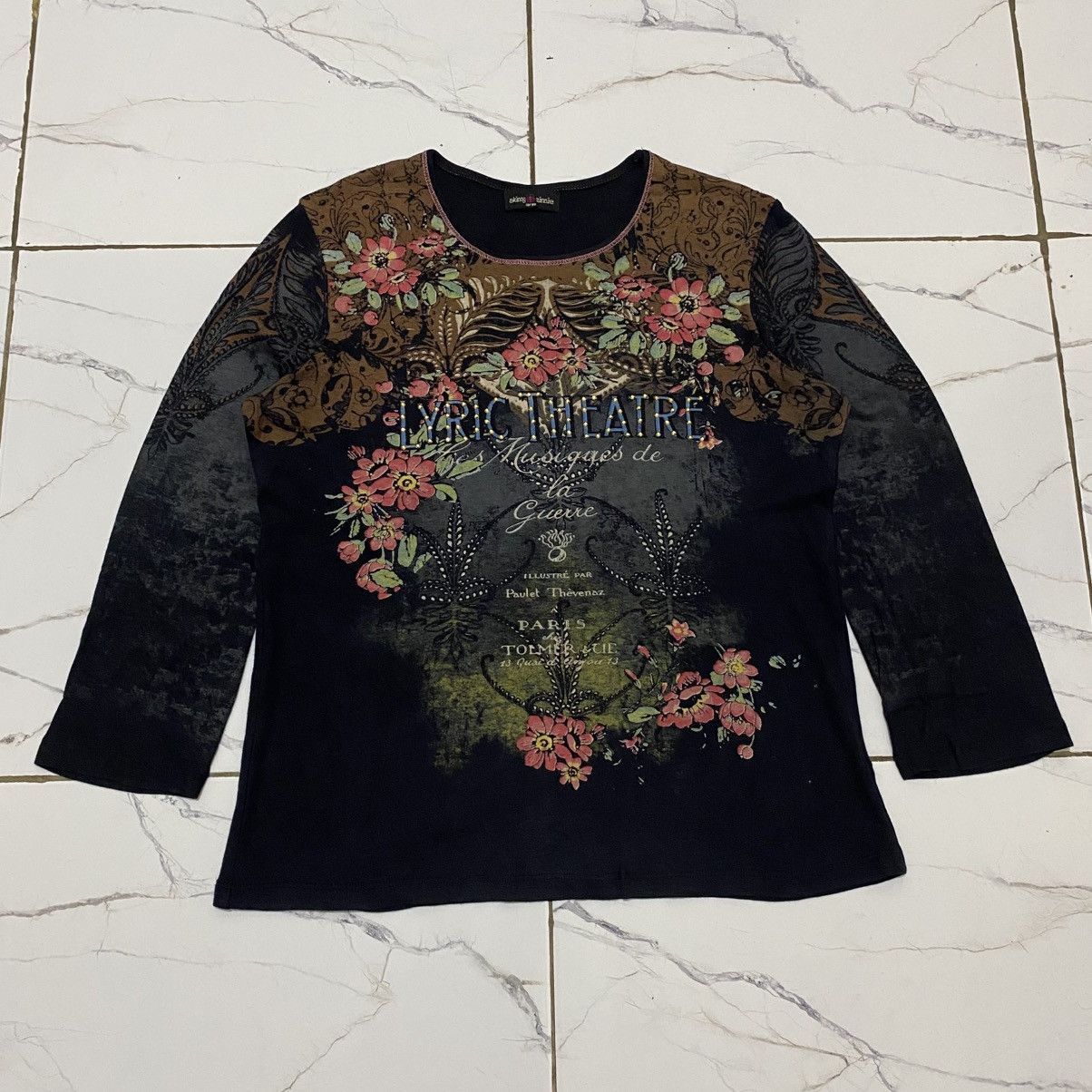 If Six Was Nine 2000s Skinny Minnie Printed Goth Grunge Top Size L / US 10 / IT 46 - 3 Thumbnail