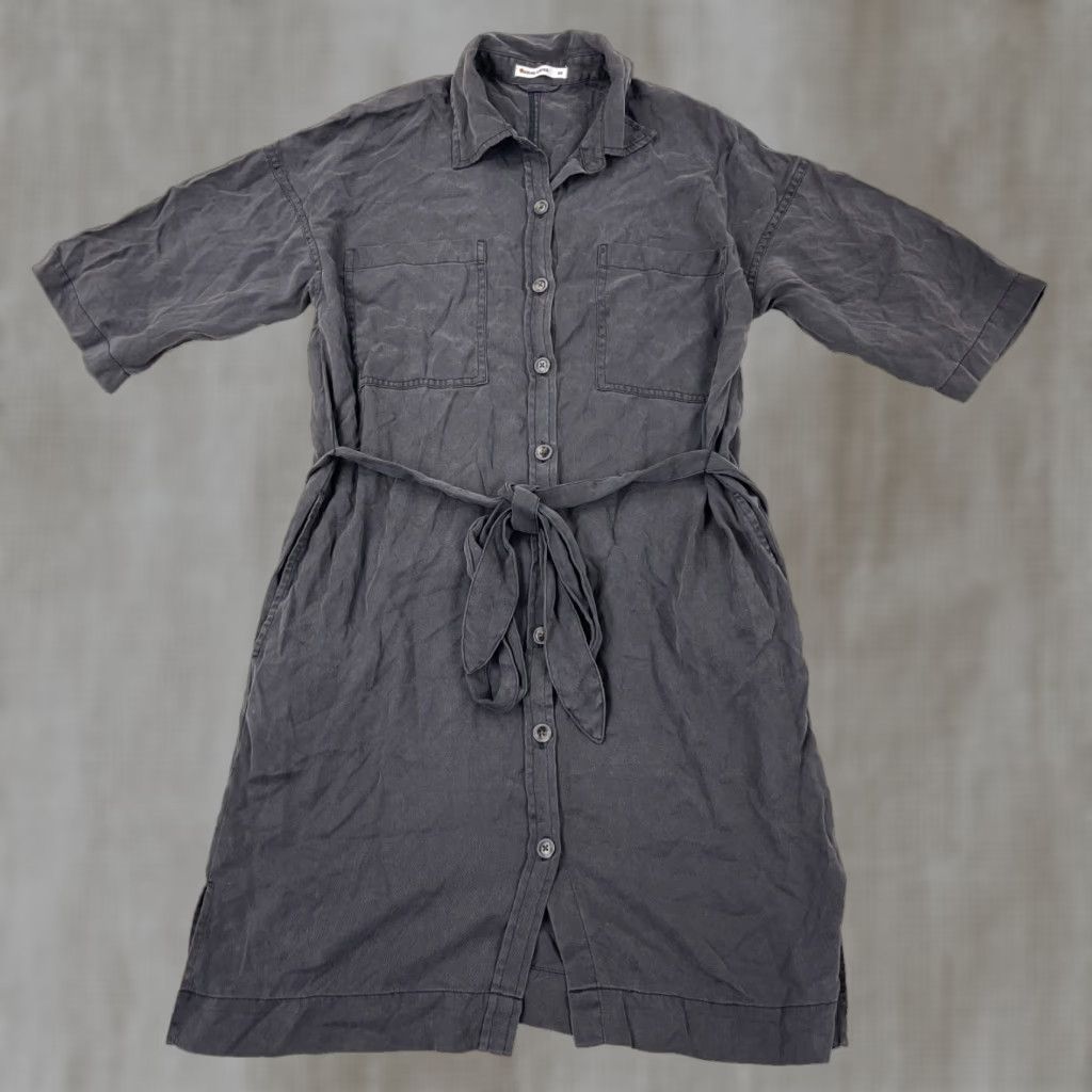 VINTAGE? No — Marine Layer Shirt Dress Sun Washed Gray Pockets Belted Tencel Knee Length XS Women's Shirt Dress