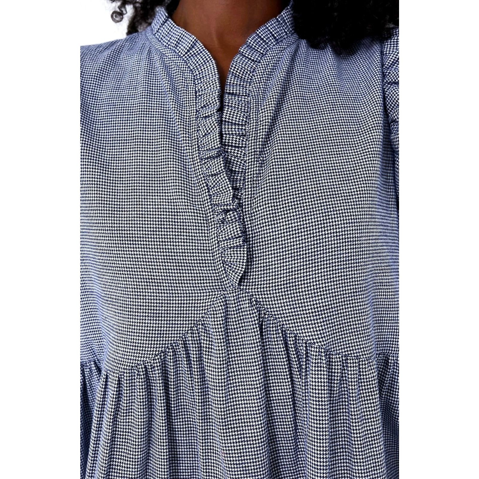Other Harshman Houndstooth Aiya Blouse Navy Puffed Sleeve size S Size S / US 4 / IT 40 - 4 Thumbnail