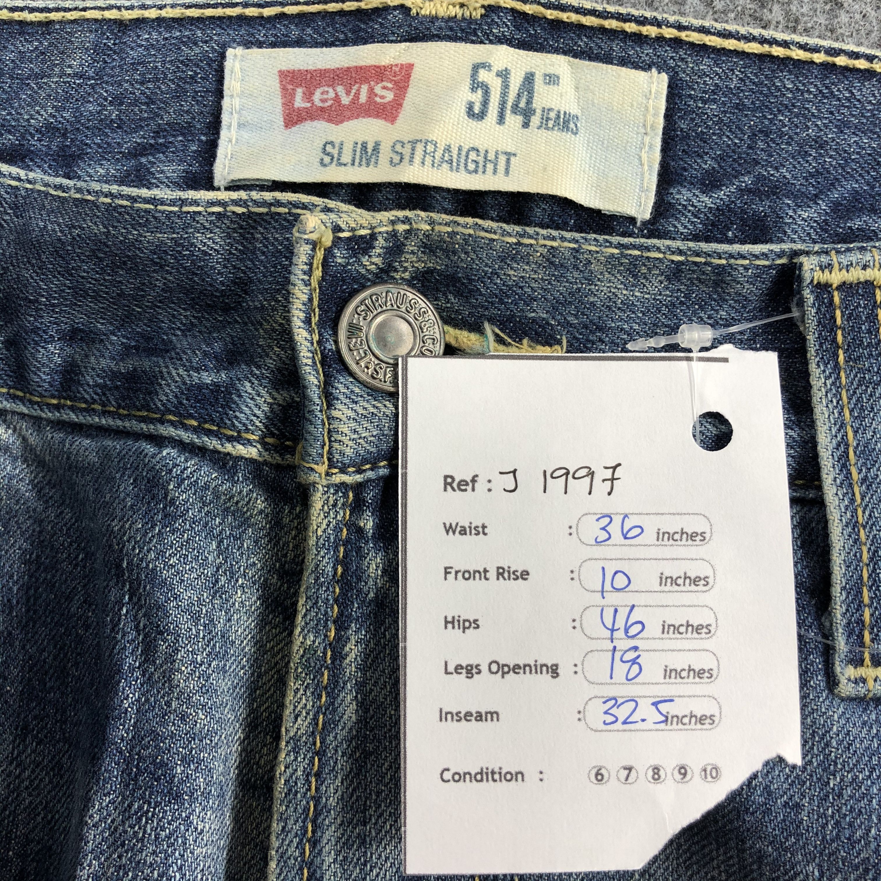 Levi's Vintage Blue Wash Levis 514 Jeans-J1997 Size US 36 / EU 52 - 12 Thumbnail