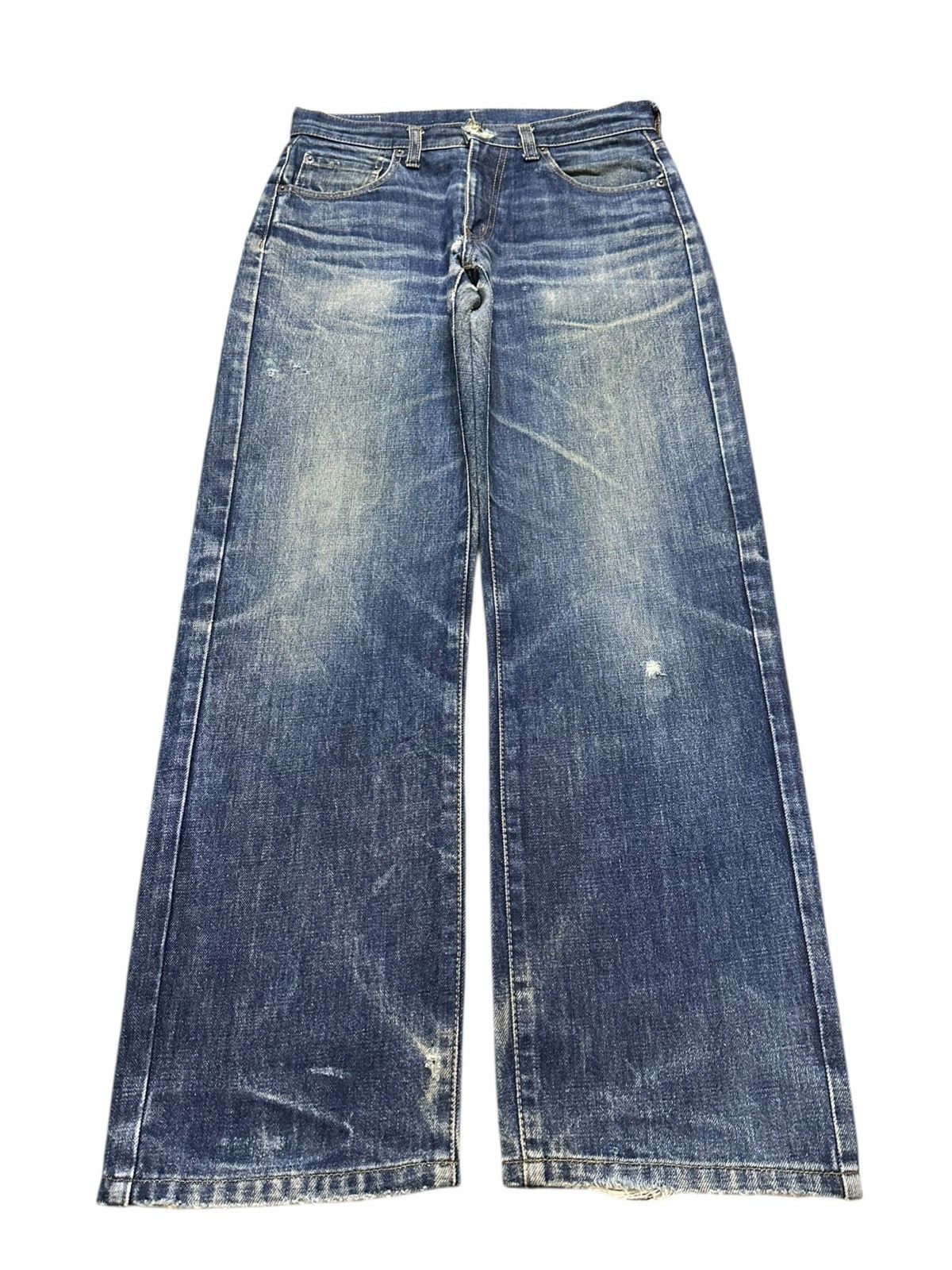 14th Addiction Vintage Y2K Japanese Brand Faded Wash Whisker Wide Leg Baggy Size US 30 / EU 46 - 1 Thumbnail