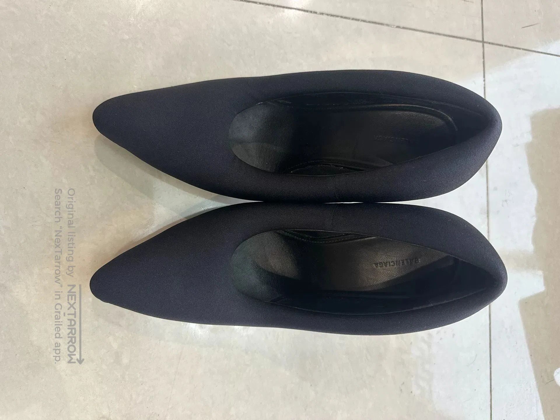 balenciaga mini high heels in black.