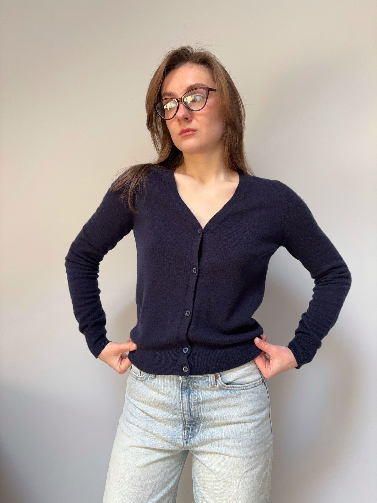 Prada Prada Milano Pure Cashmere Cardigan V-Neck Navy Blue Size 40 Size S / US 4 / IT 40 - 1 Thumbnail
