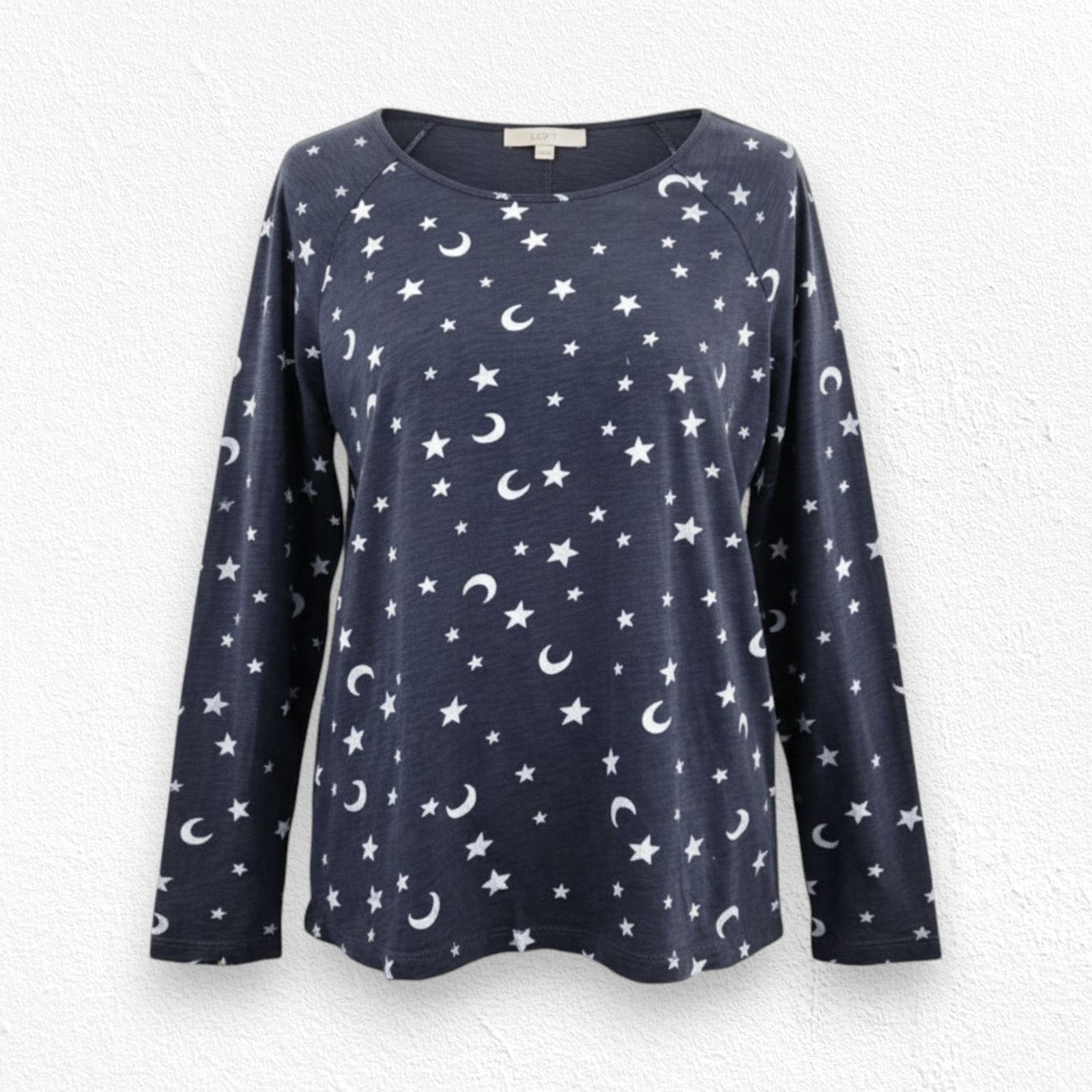 Loft Navy Moon & Stars Long Sleeve Tee Size Medium Size M / US 6-8 / IT 42-44 - 1 Thumbnail