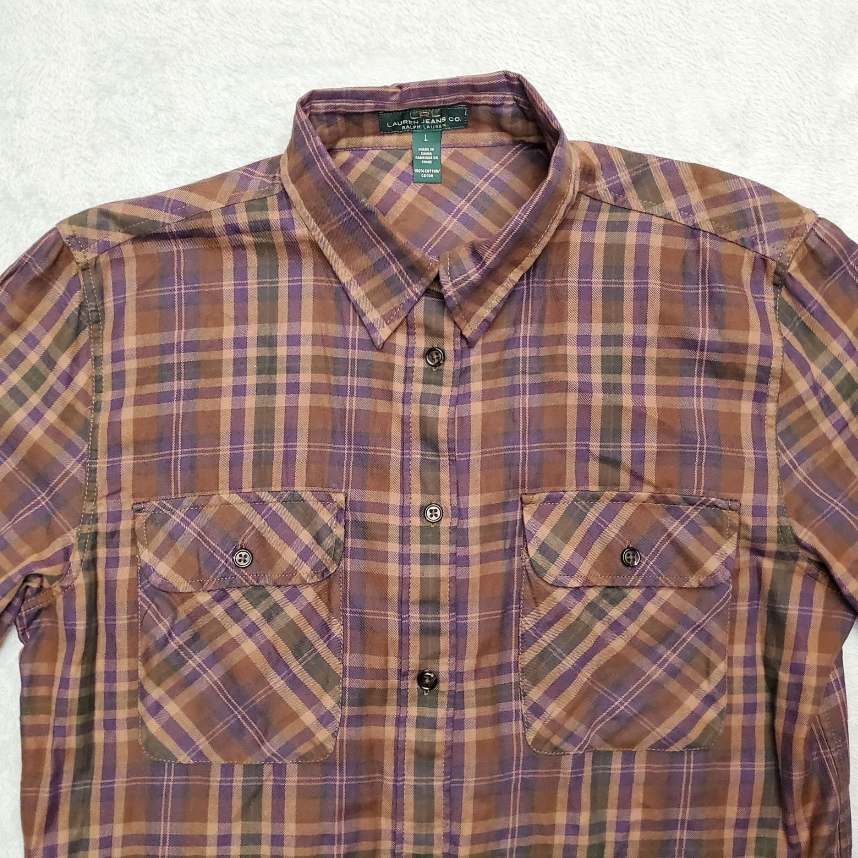 Ralph Lauren Lauren Ralph Lauren Shirt Womens Large Plaid Flannel Cabincore Top Size L / US 10 / IT 46 - 2 Thumbnail
