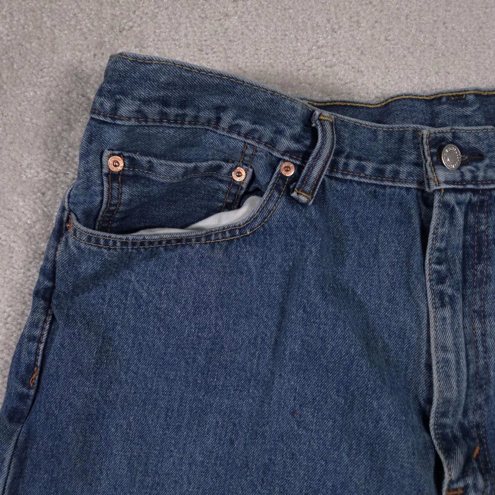 Levi's Levi's 505 Jeans Mens 40x30 Blue Straight Leg Zip Fly Denim Mid Rise 5 Pocket Jeans Size US 40 / EU 56 - 3 Thumbnail