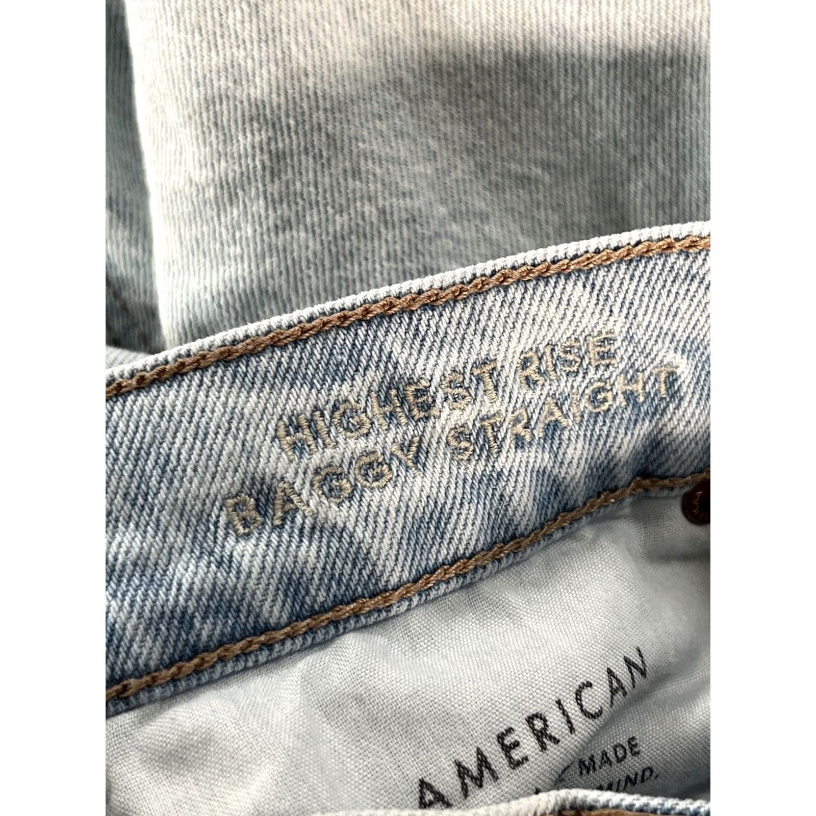 American Eagle Outfitters American Eagle Jeans Womens 0 Distressed Wide-Leg Super High Rise Baggy Blue 0 Distressed Womens Jeans Size 25" / US 0 / IT 36 - 7 Thumbnail