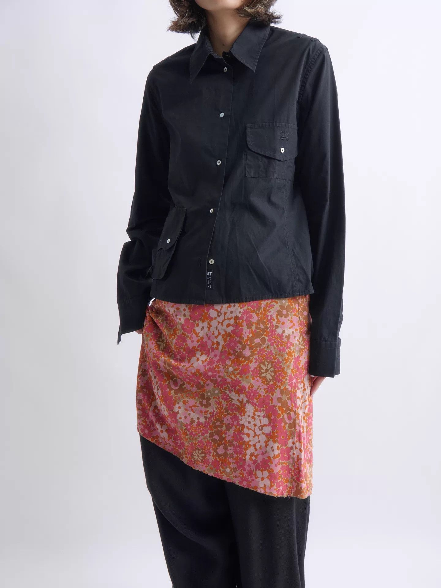 Gianfranco Ferre GIANFRANCO FERRE 90s GFF Black Structured Military Shirt Size M / US 6-8 / IT 42-44 - 7 Thumbnail