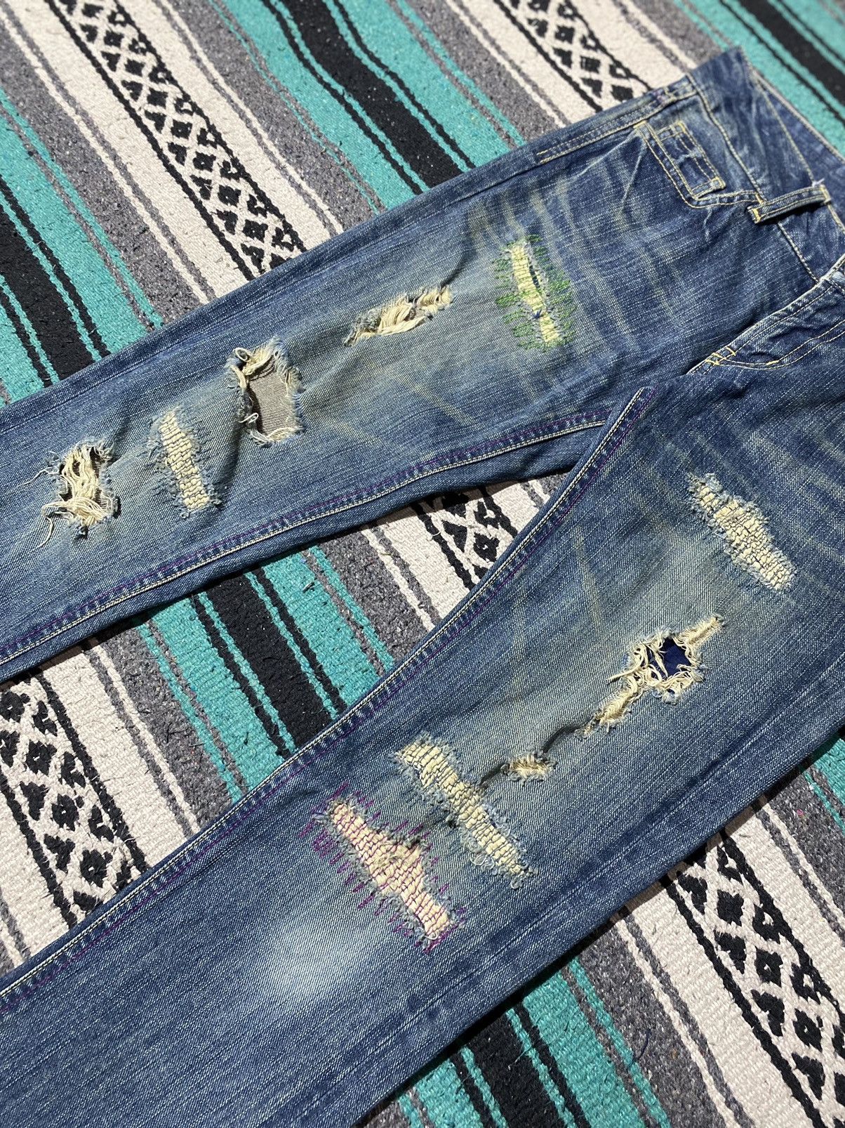 If Six Was Nine SLY Japan Distressed Bootcut Denim Size US 30 / EU 46 - 4 Thumbnail