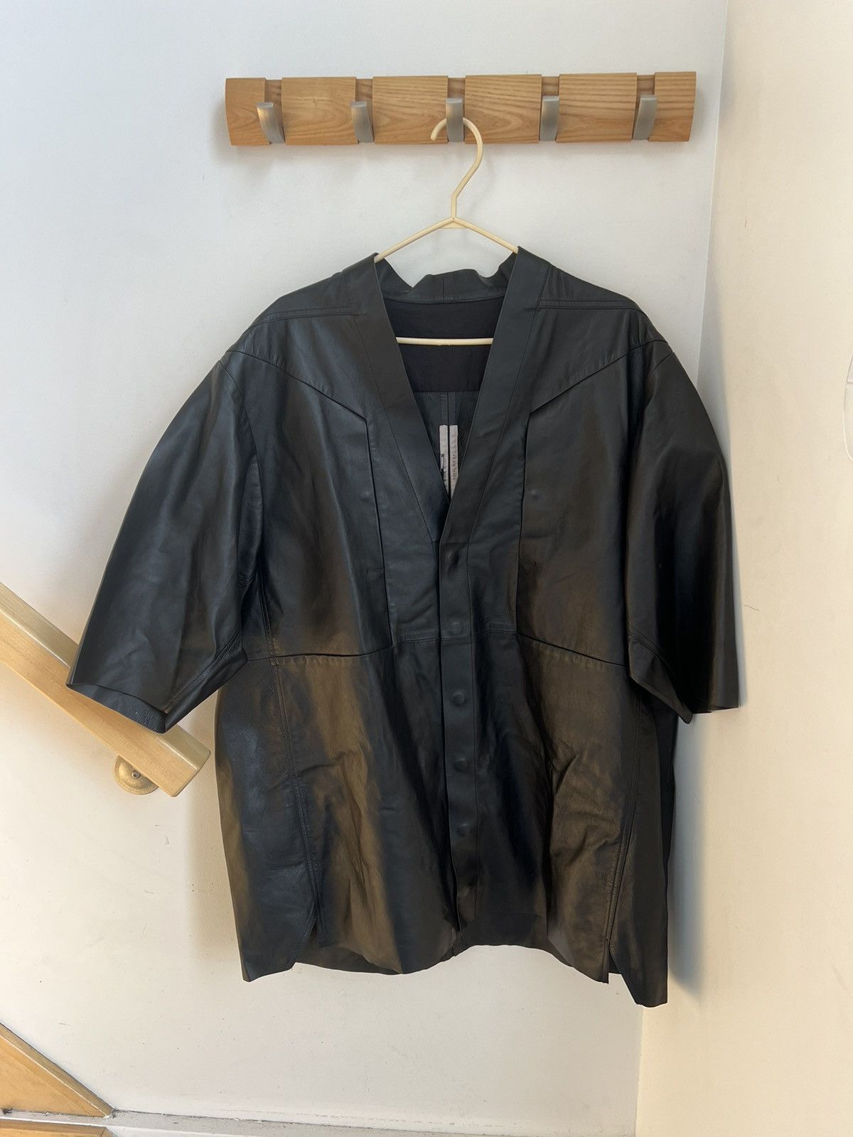 Rick Owens Rick Owens Black Faun Leather Lambskin Shirt Edfu SS23 Size US M / EU 48-50 / 2 - 2 Thumbnail