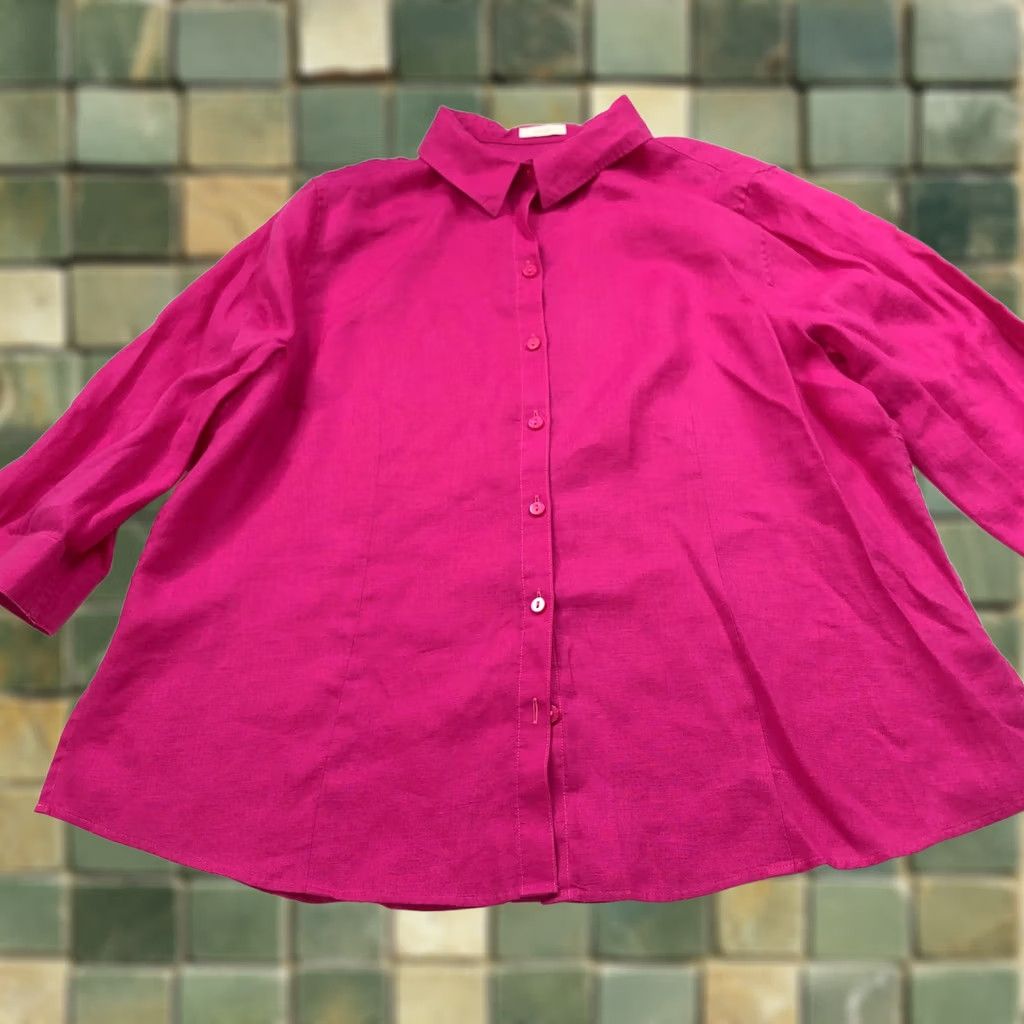 Vintage Chico's Shirt XL Pink 100% Linen Long Sleeve Button-Up Casual Womens Regular Size XL Size XL / US 12-14 / IT 48-50 - 1 Thumbnail