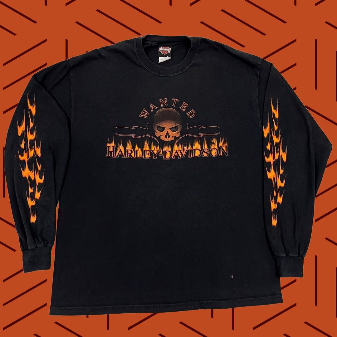 Harley Davidson VINTAGE Harley-Davidson Shirt Mens XL Black Fire Flames Biker Long Sleeve 2006 VTG Size US XL / EU 56 / 4 - 1 Thumbnail