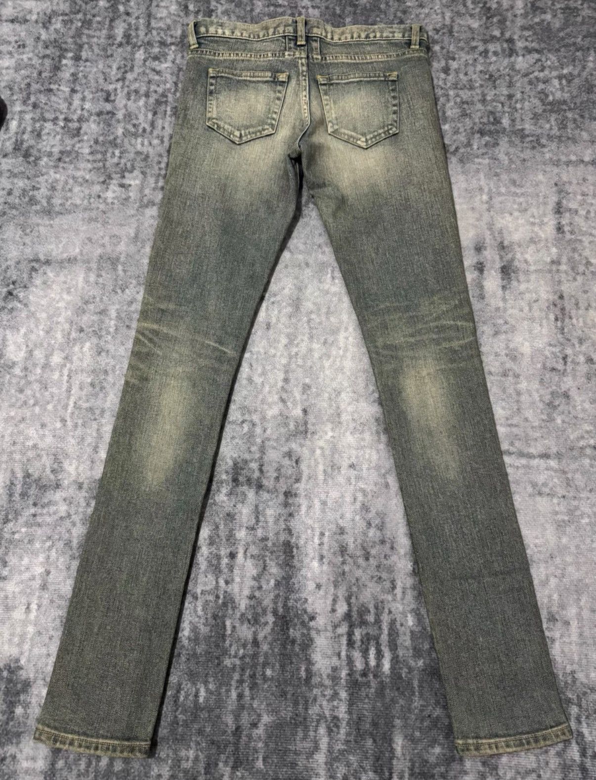 Saint Laurent Paris SLP 13FW Yellow Mud "Cat Paw" Brushed Distressed Denim Jeans Size US 27 - 2 Thumbnail