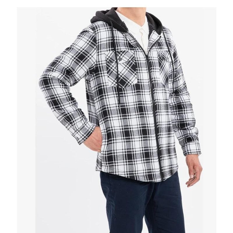 The Unbranded Brand SIZE MEDIUM Men's Sherpa Lined FullZip HoodPlaid ShirtJacket Size US XL / EU 56 / 4 - 4 Thumbnail