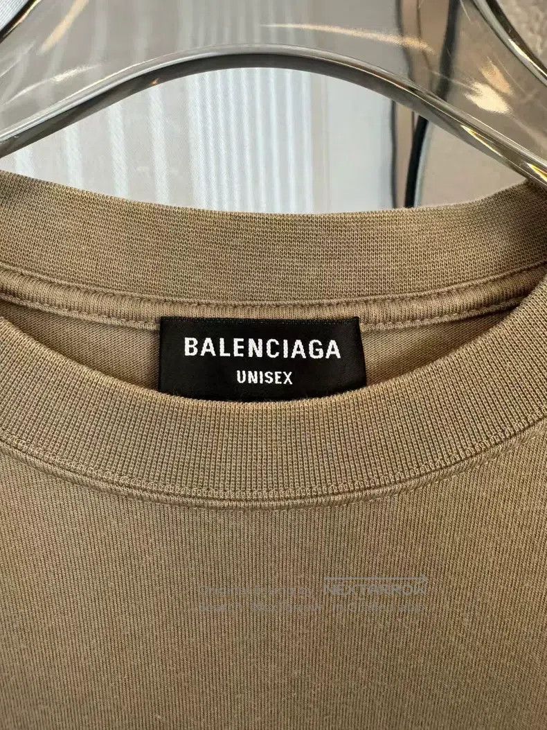Balenciaga Brown Front and Back Embroidered Short Sleeve