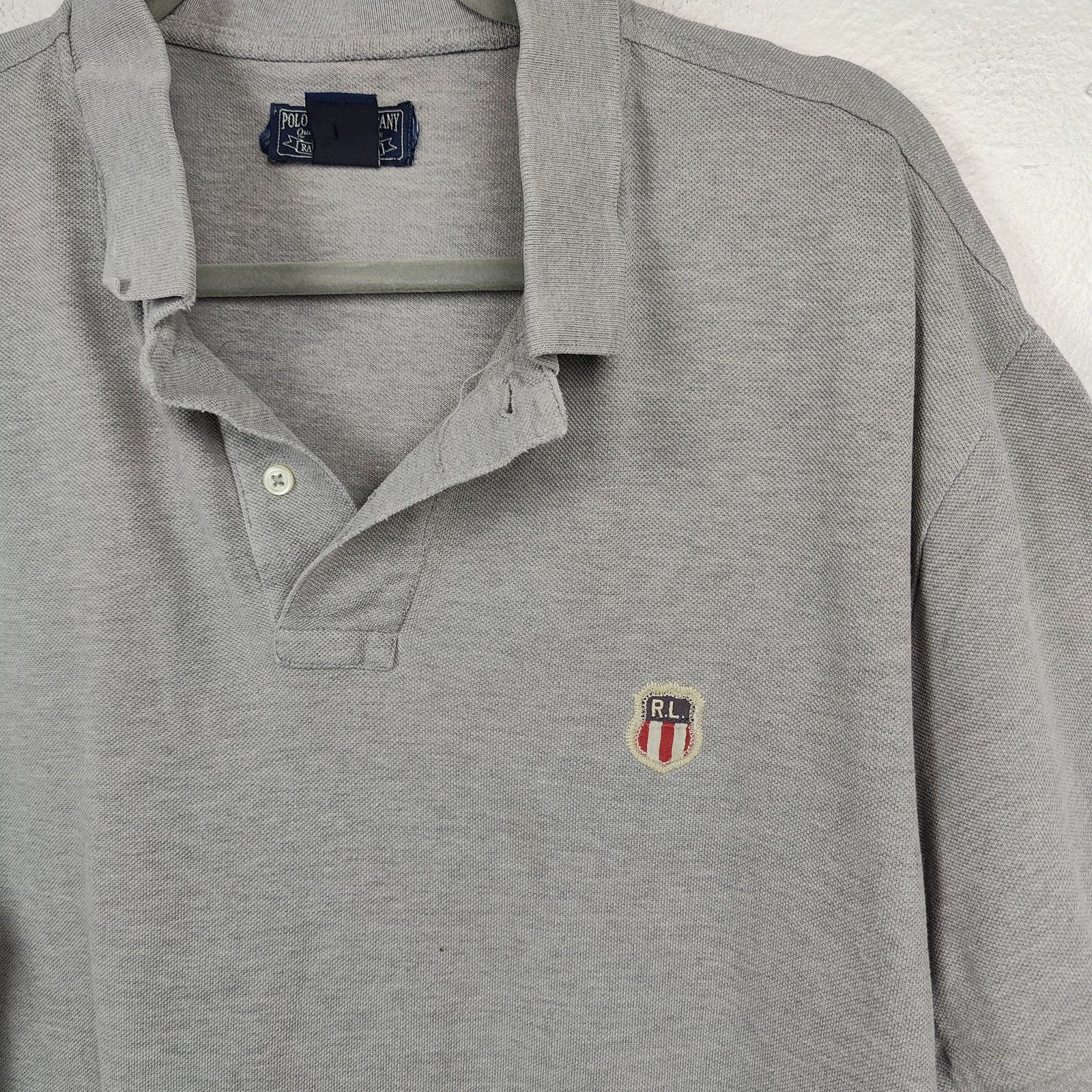 Polo Ralph Lauren Vintage Polo Ralph Lauren Shirt Mens XL Logo Crest Gray Size US XL / EU 56 / 4 - 2 Thumbnail