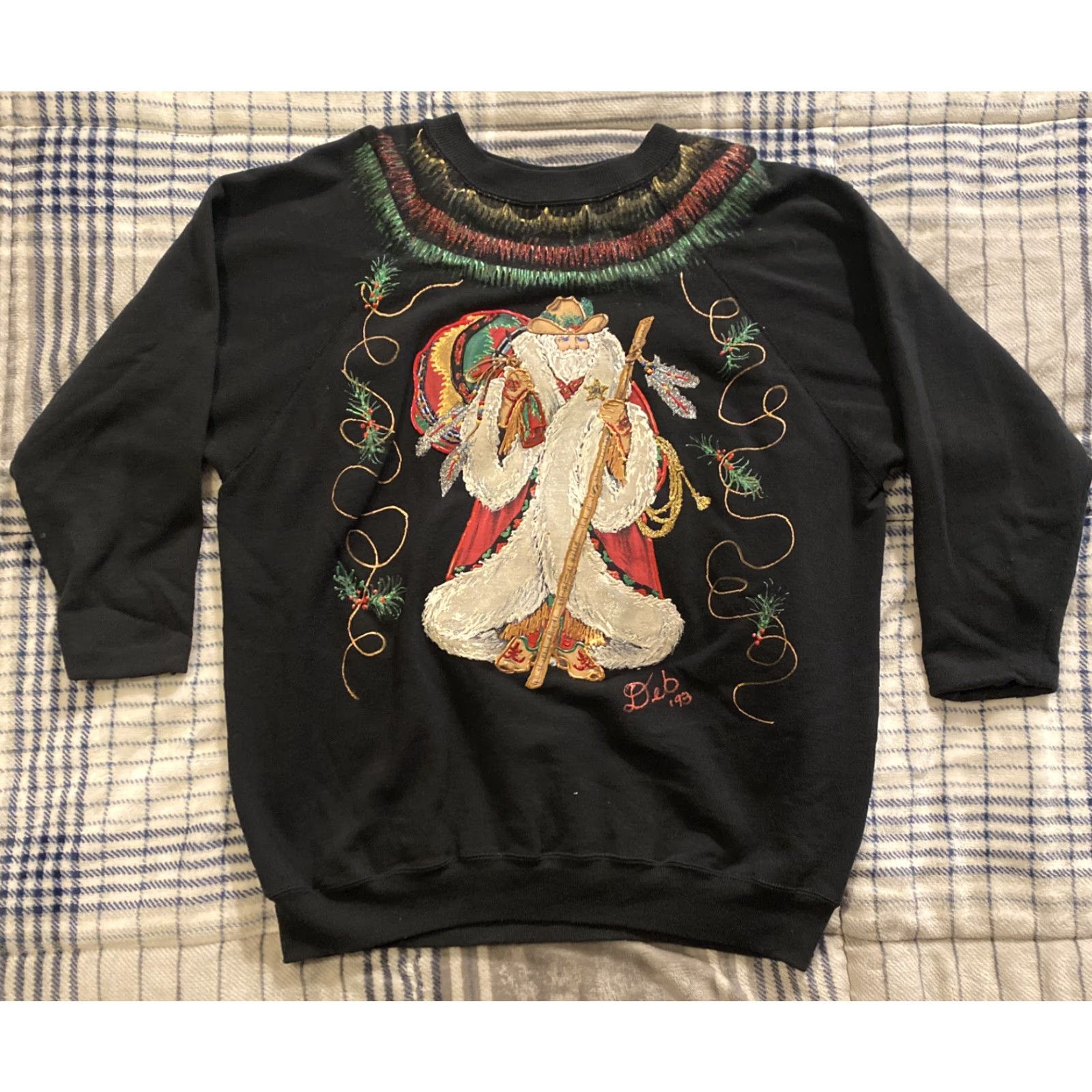 Hanes VINTAGE Hanes Sweatshirt Christmas 1993 XL Women Black Pullover Size XL Ugly Sweater Contest Hand Made Size XL / US 12-14 / IT 48-50 - 2 Thumbnail