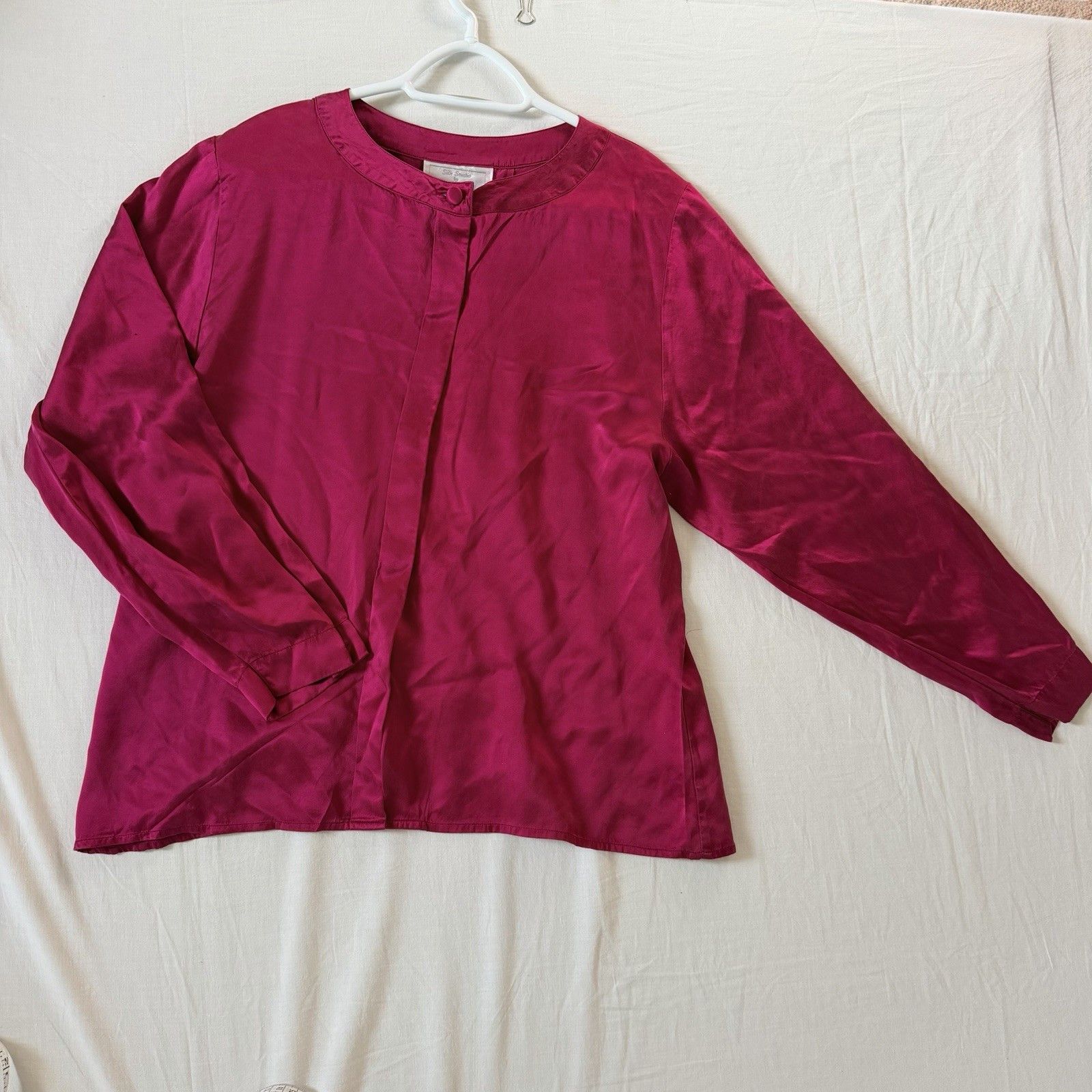Other Vtg Silk Studio Claude Bennet Fuchsia Pink Silk Blouse Top Size XL / US 12-14 / IT 48-50 - 4 Thumbnail