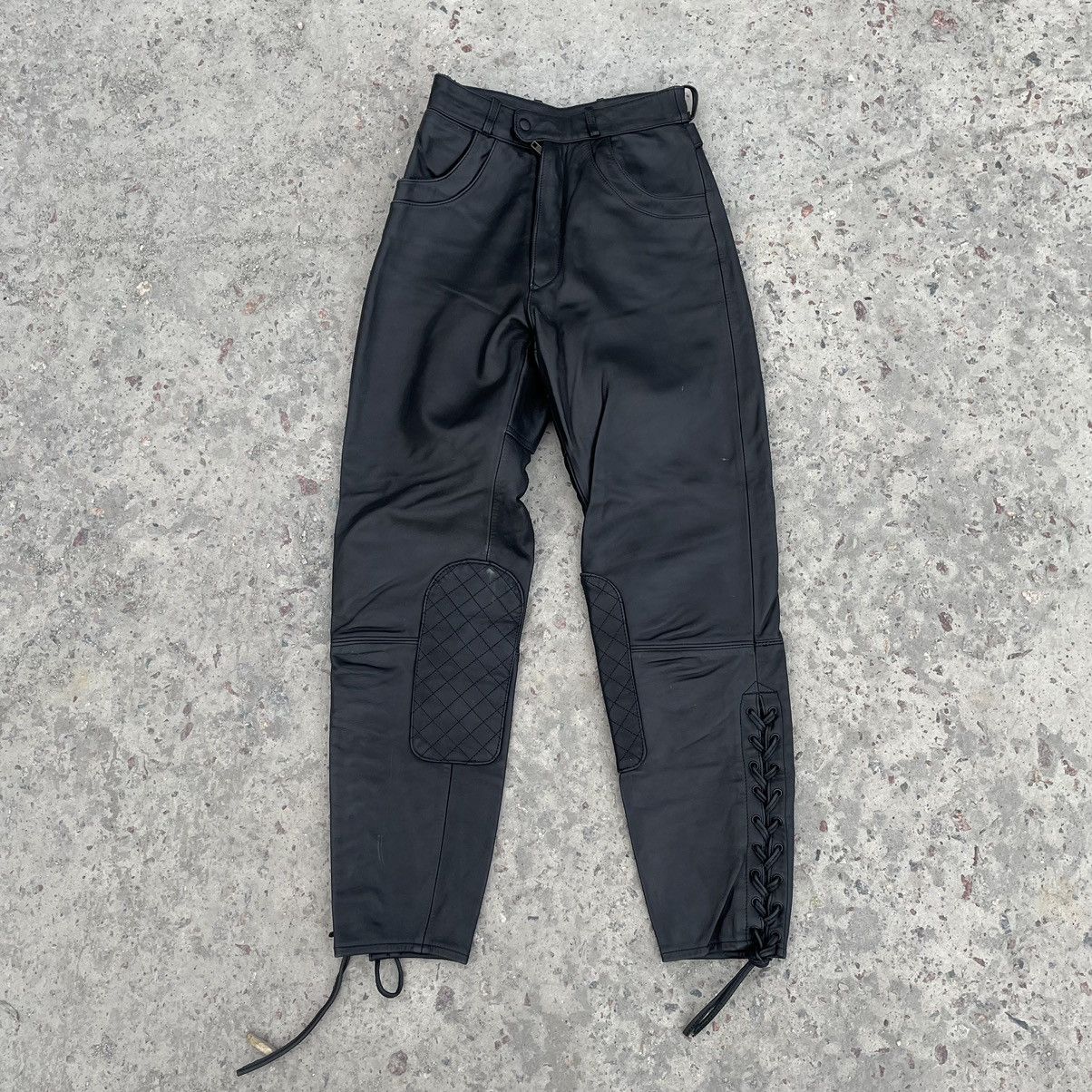image of Moto Pants Real Leather 90's Y2K 27 Size Japan in Black, Men's