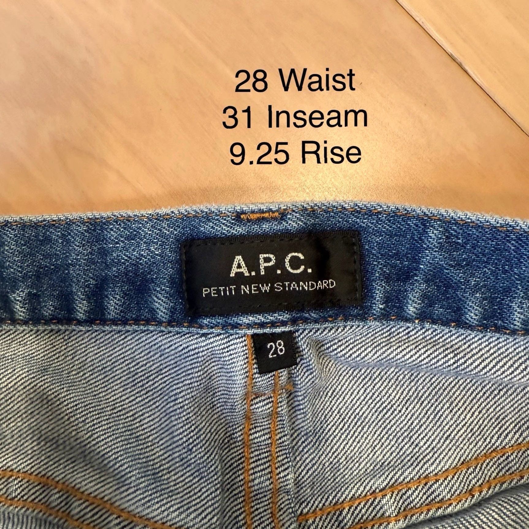Denime APC Jeans 28 Blue Medium Wash Denim Japan Button Fly Streetwear New York Jeans Mens 28 Regular Straight Denim Western Logo Vintage? Size US 28 / EU 44 - 6 Thumbnail