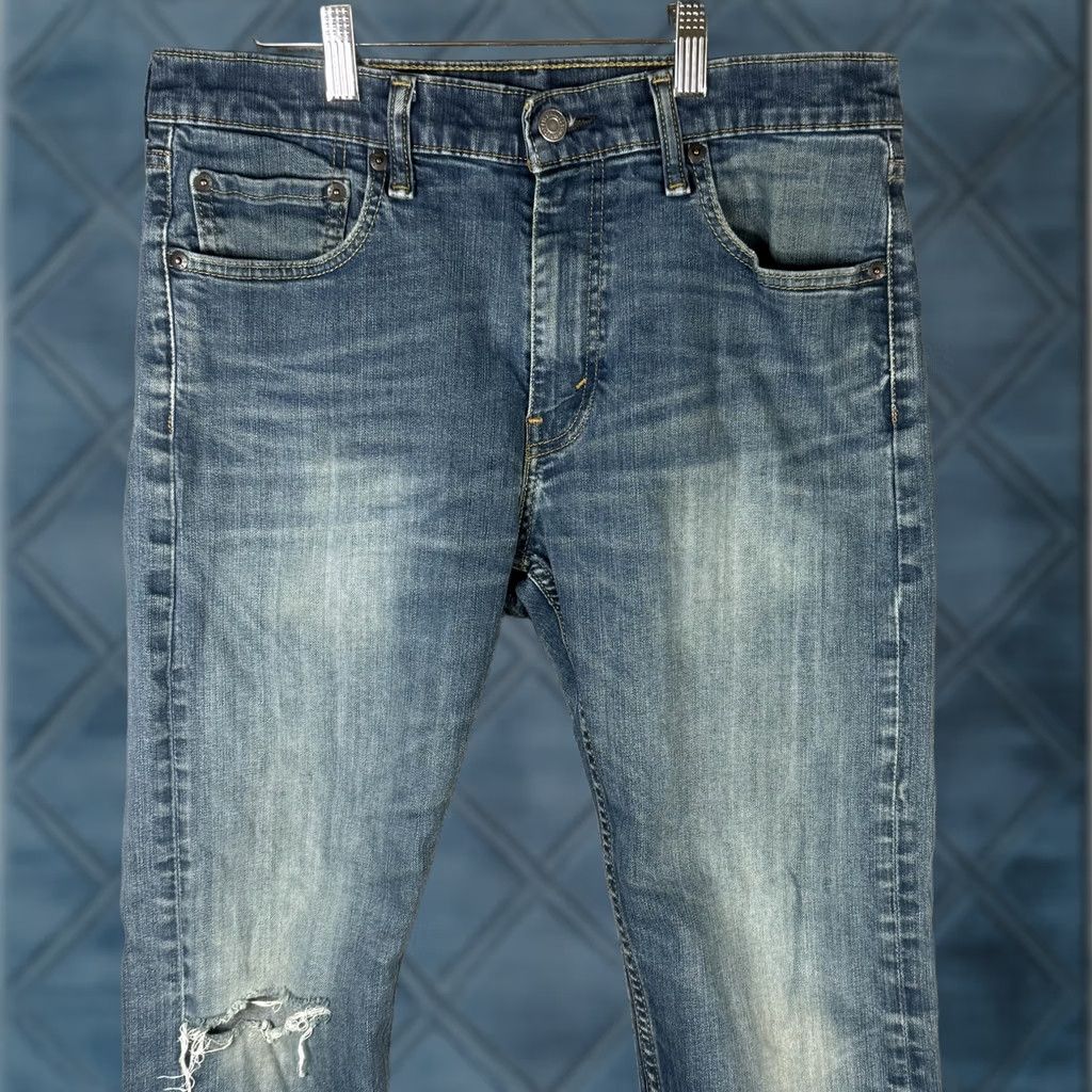 Levi's Levi's 502 Jeans Mens 33x30 Blue Tapered Leg Stretch Distressed Denim Medium Wash Size US 33 - 1 Thumbnail