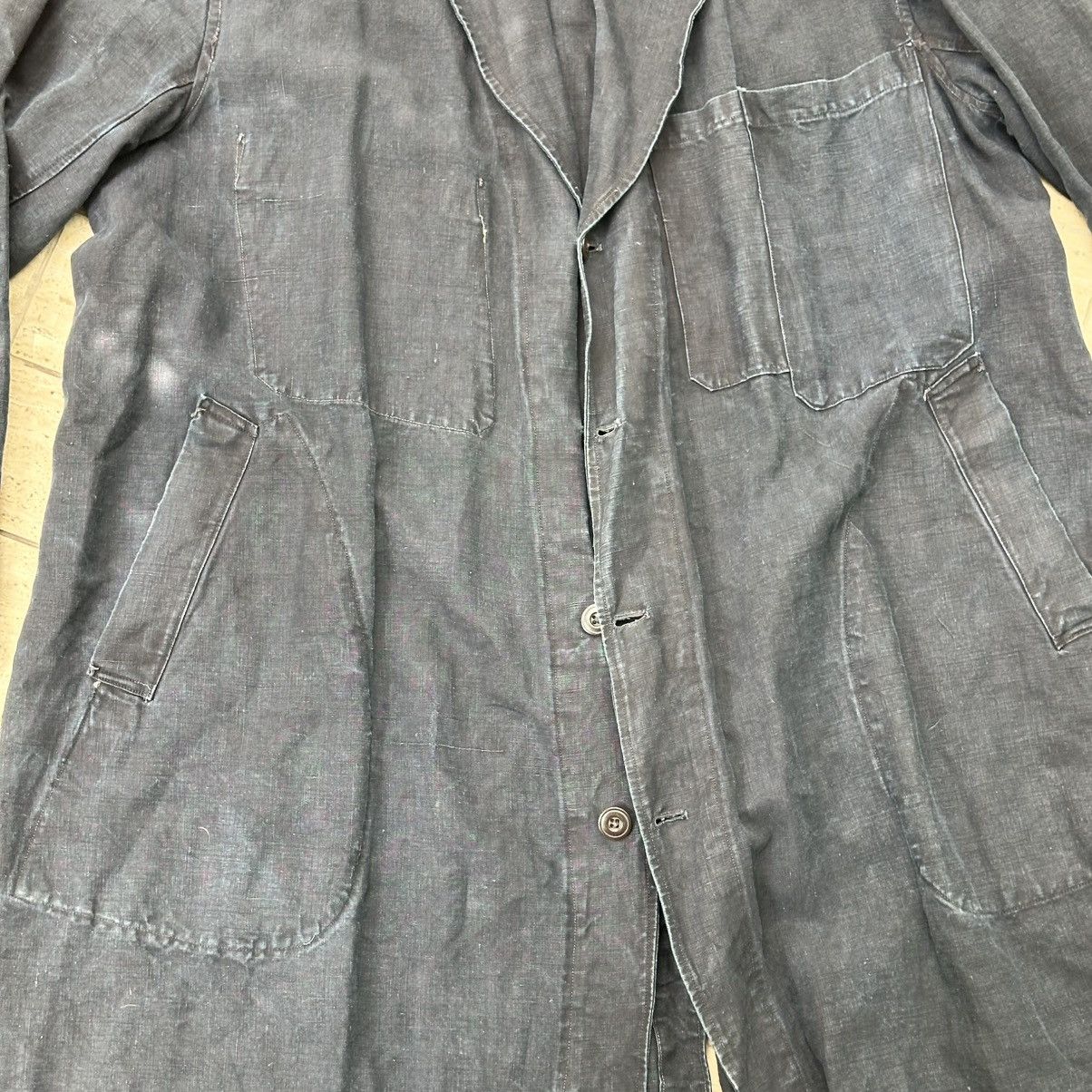 Vintage Rare. 1930s French Antique Indigo Linen Maquignon Coat Size US M / EU 48-50 / 2 - 6 Thumbnail