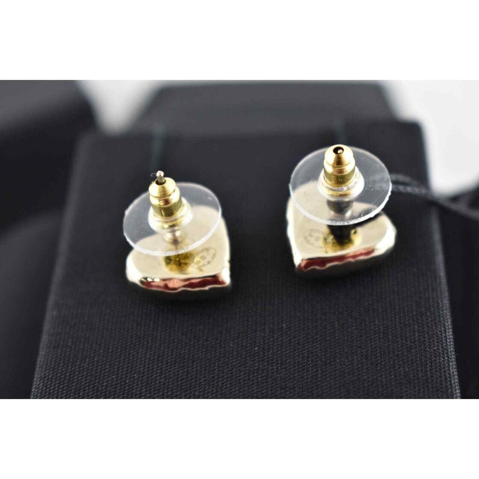Chanel Chanel 22C Heart Shape Gold Black Statement Stud Earrings Size ONE SIZE - 11 Thumbnail