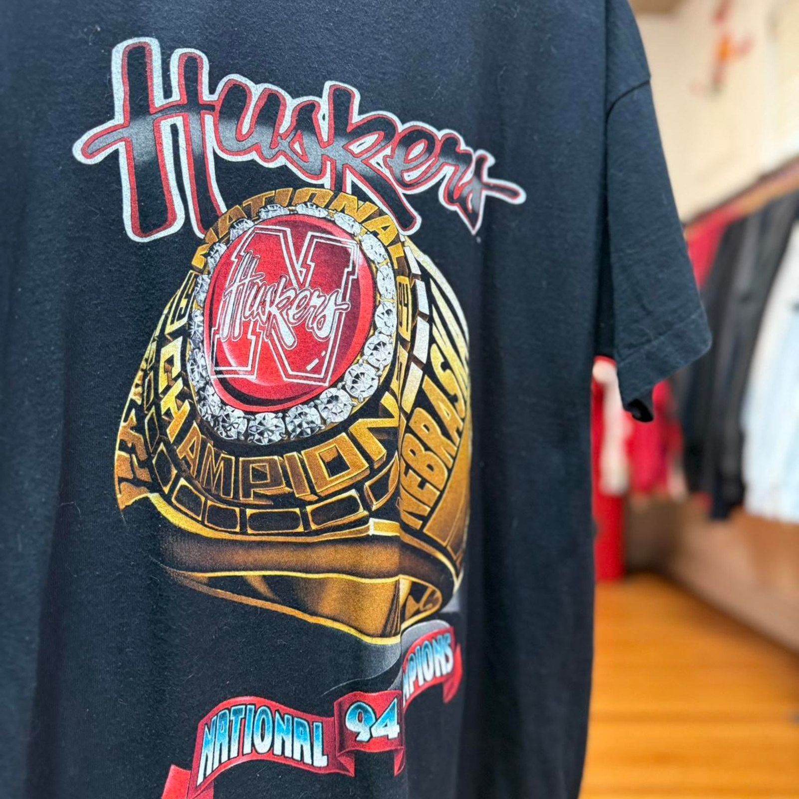 Vintage Vintage 90s Nebraska National Championship Ring T-Shirt Size US XL / EU 56 / 4 - 5 Thumbnail