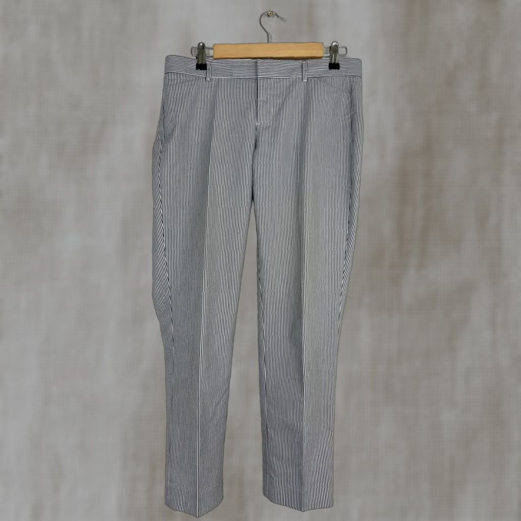 Gap Gap Pants Slim Cropped Women's 4 Multicolor Blue White Pinstripe 32x27 Cotton Straight Inseam 27 In. Size 27" / US 4 / IT 40 - 1 Thumbnail