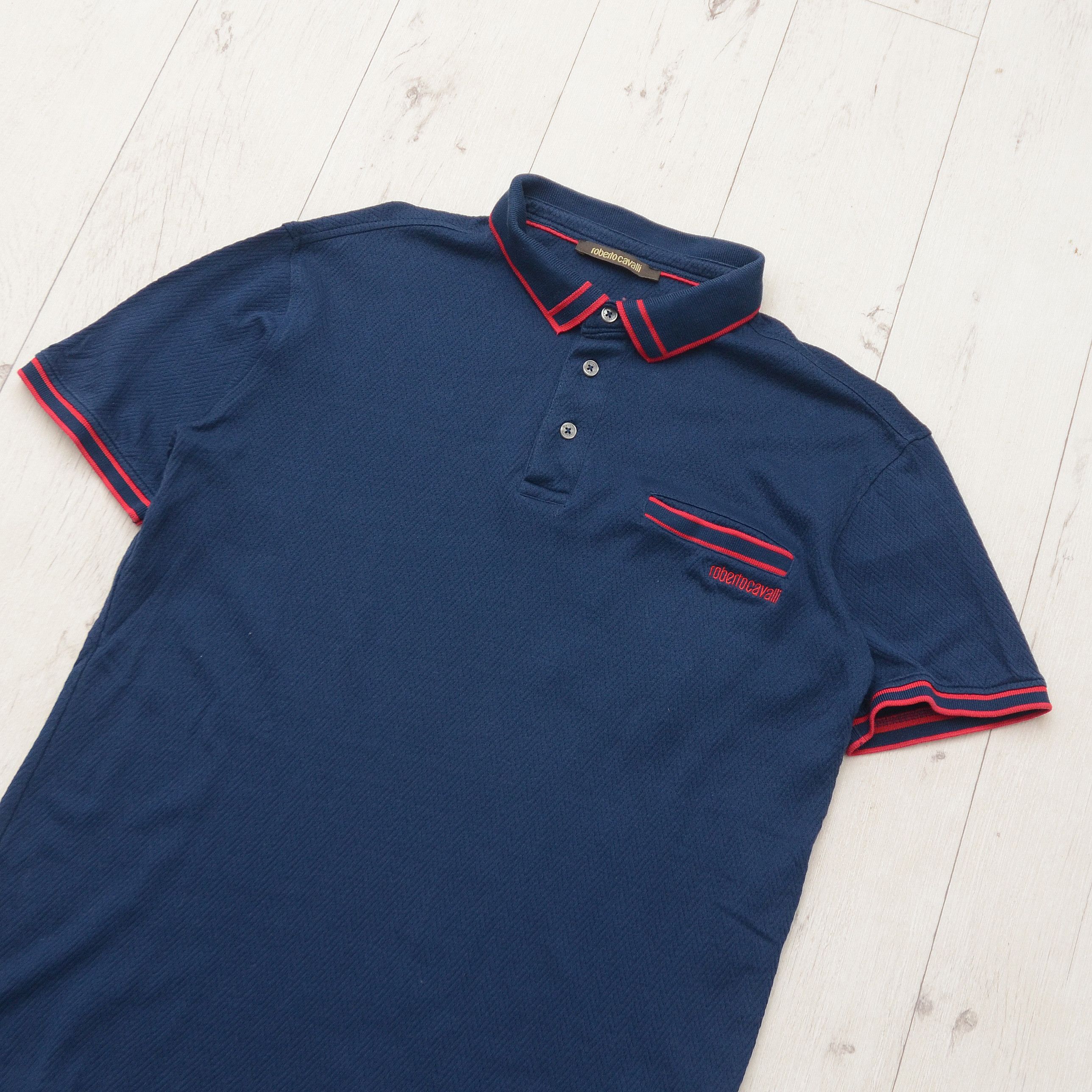 Roberto Cavalli Roberto Cavalli Embroidered Logo Knit Polo in Navy Size M Size US M / EU 48-50 / 2 - 2 Thumbnail