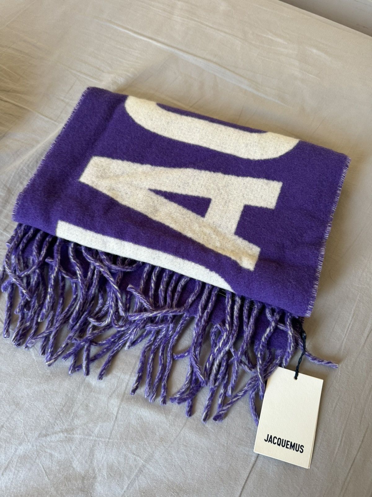 Jacquemus Purple Wool Blended Logo Scarf Size ONE SIZE - 1 Thumbnail