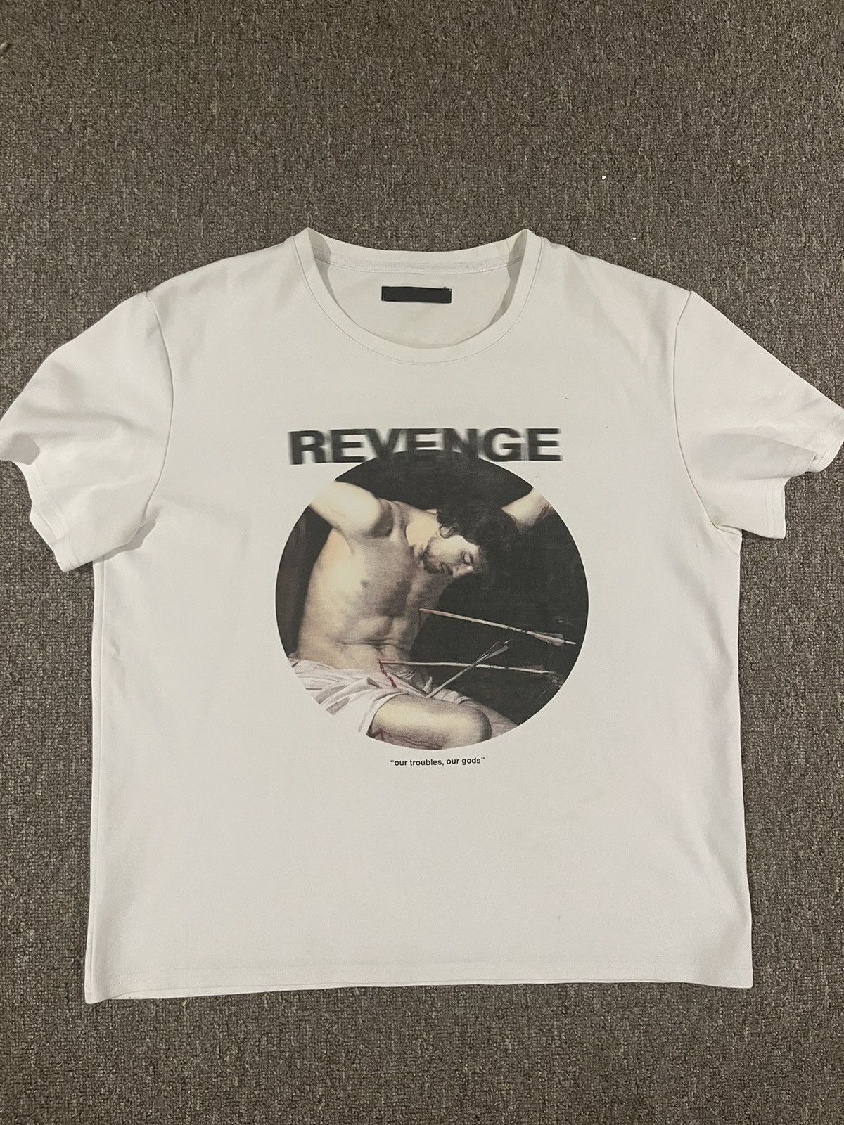 Revenge - The Sacrifice of Isaac tee shirt Red White on sale Size - XL DS 999 club