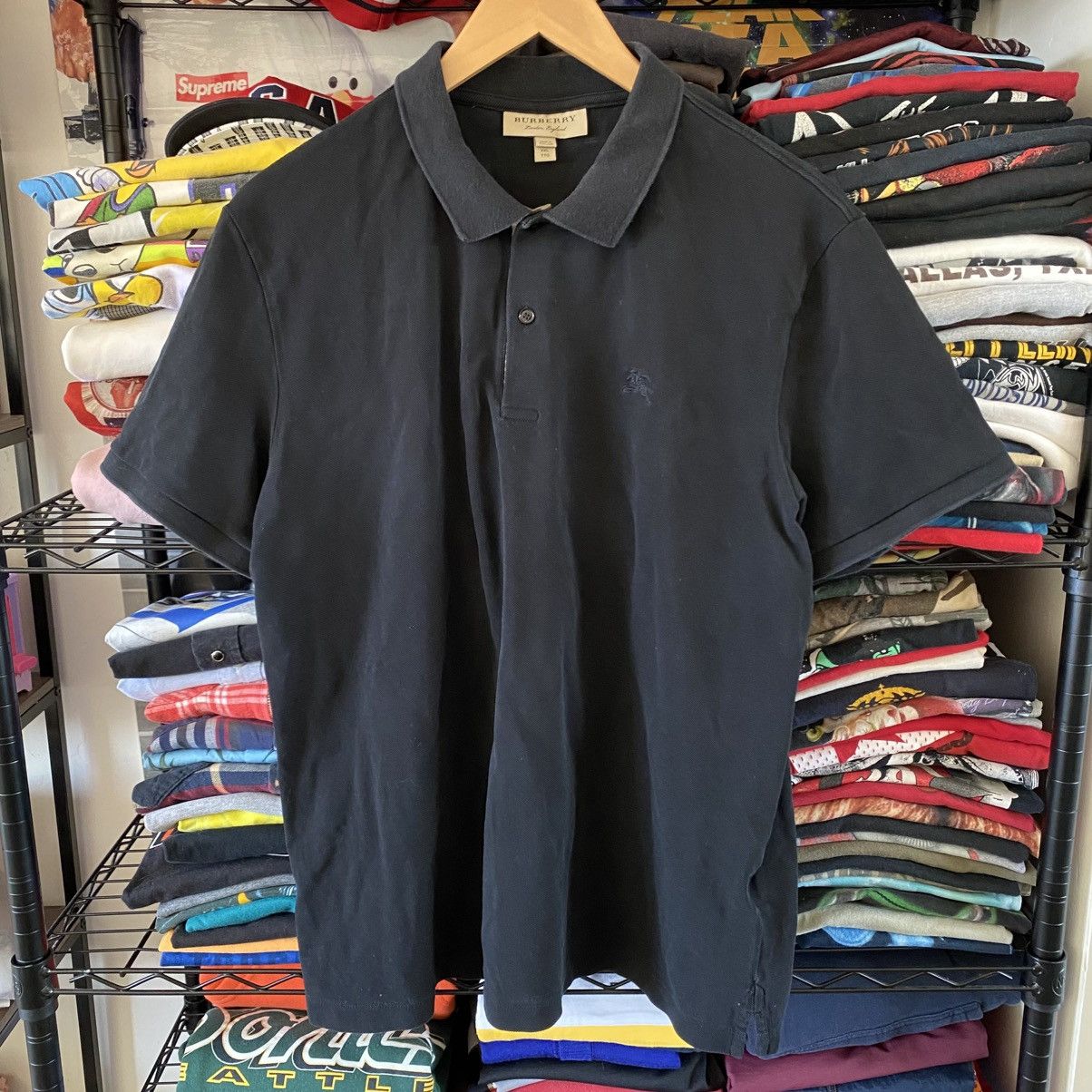 Burberry Vintage Burberry Polo Shirt Black Y2K Grunge Designer Size US XXL / EU 58 / 5 - 1 Thumbnail