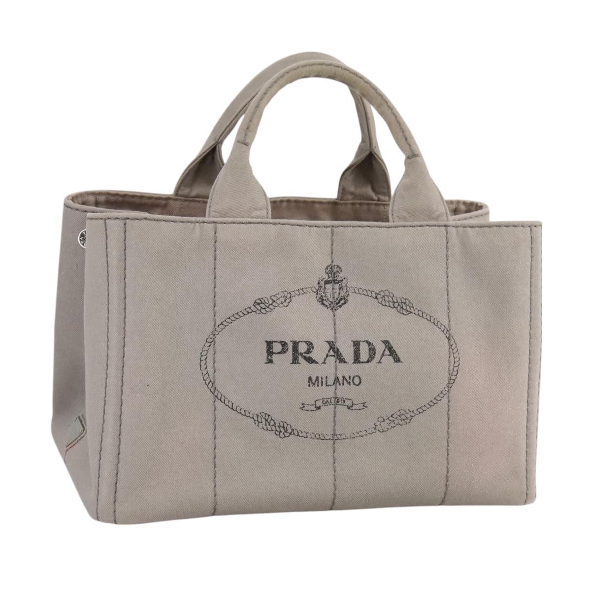 Prada PRADA Canapa MM Hand Bag Denim Gray Silver Auth 109079 | Grailed
