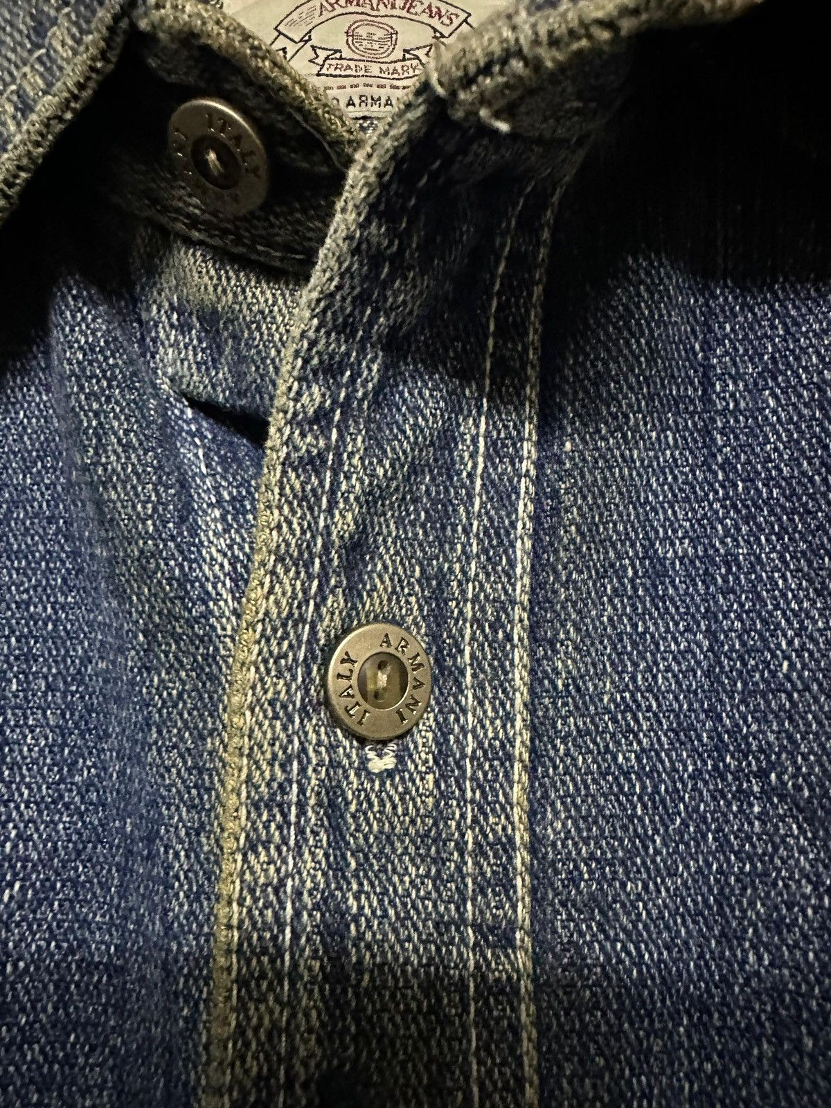 Emporio Armani × Giorgio Armani × Vintage Vtg🔥Armani Jeans Giorgio Armani Milano Denim Button Up Shirt Size US XL / EU 56 / 4 - 11 Thumbnail