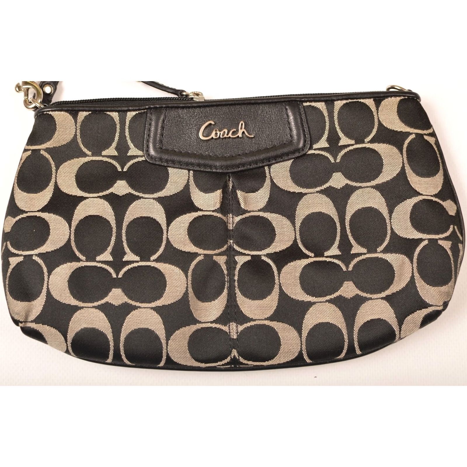 Coach Coach Signature Wristlet Clutch Bag Women Black Synthetic Leather Wristlet Size ONE SIZE - 2 Thumbnail
