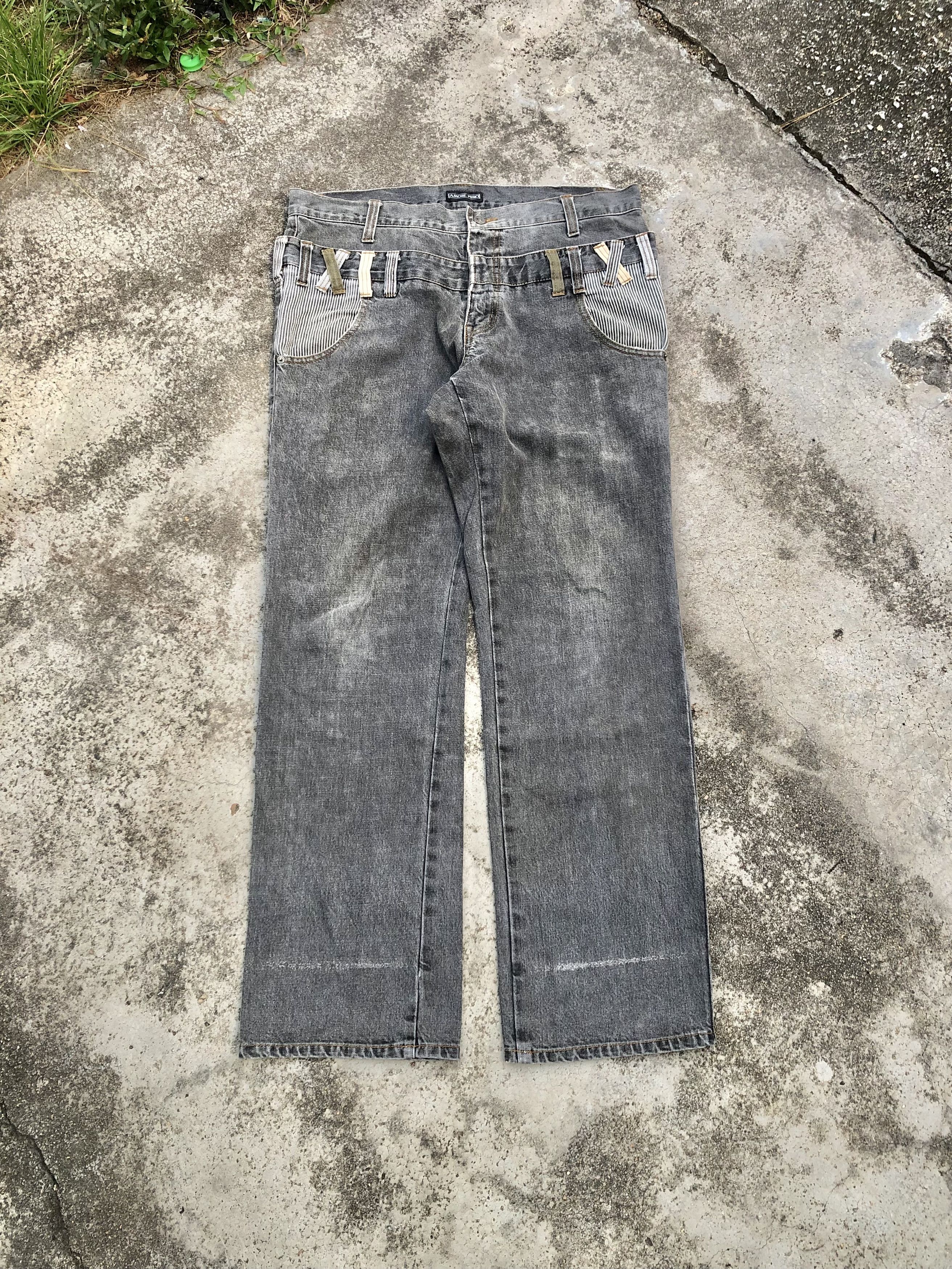 Japanese Brand AMORE PURO DOUBLE WAIST DENIM Size US 35 - 1 Thumbnail