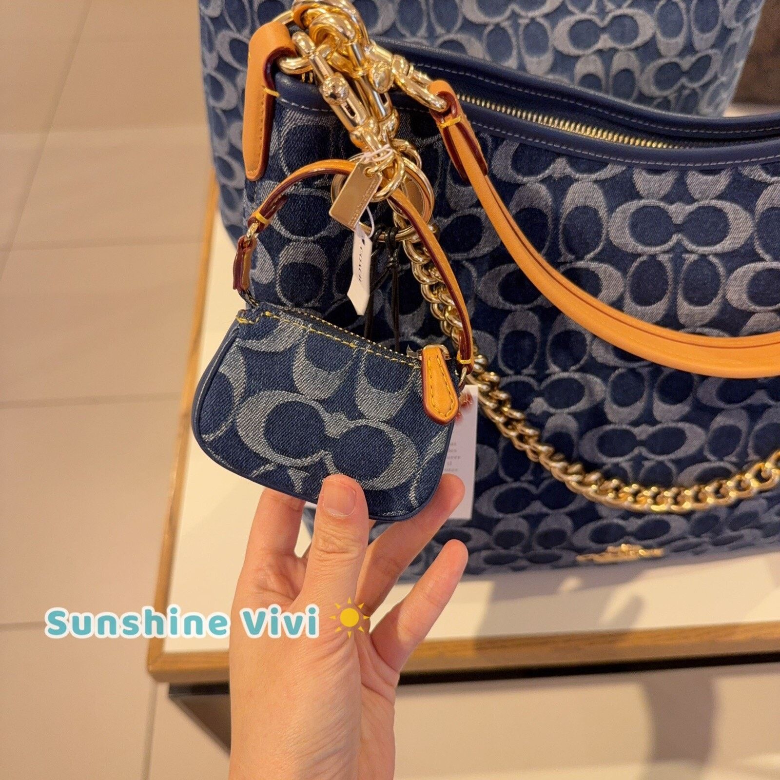 Coach NWT Coach CZ085 Mini Nolita Bag Charm Signature Denim Size ONE SIZE - 4 Thumbnail