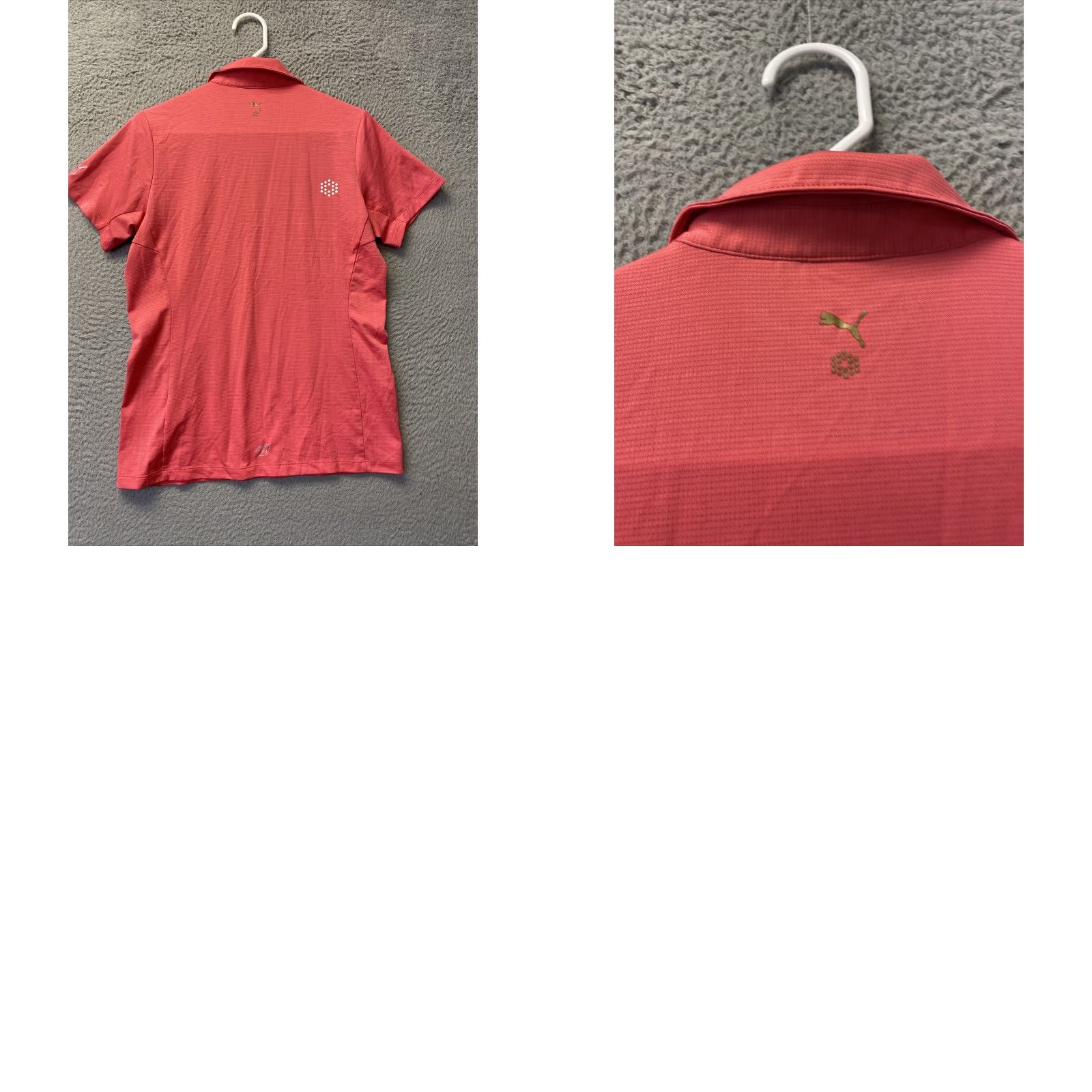 Puma PUMA Women Pullover Polo Shirt 1/4 Button Short Sleeve Logo Coral Size L 52-59 Regular Fit Casual Sleeve Size L / US 10 / IT 46 - 8 Thumbnail