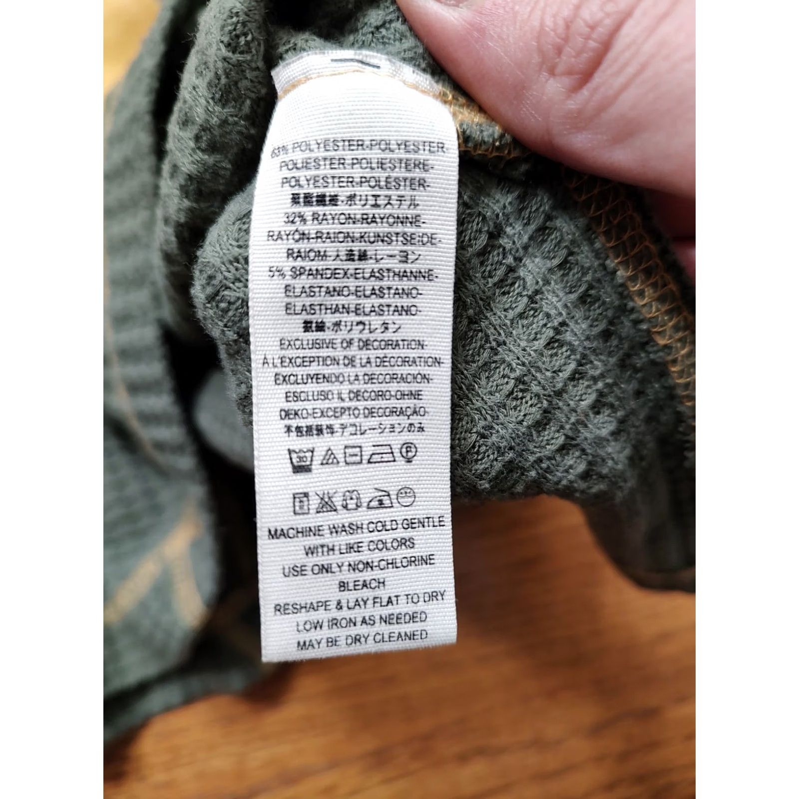 Vintage Free People We The Free Thermal Top Olive Green Waffle Knit Boho Oversized M LS T-Shirt Women Size M / US 6-8 / IT 42-44 - 5 Thumbnail