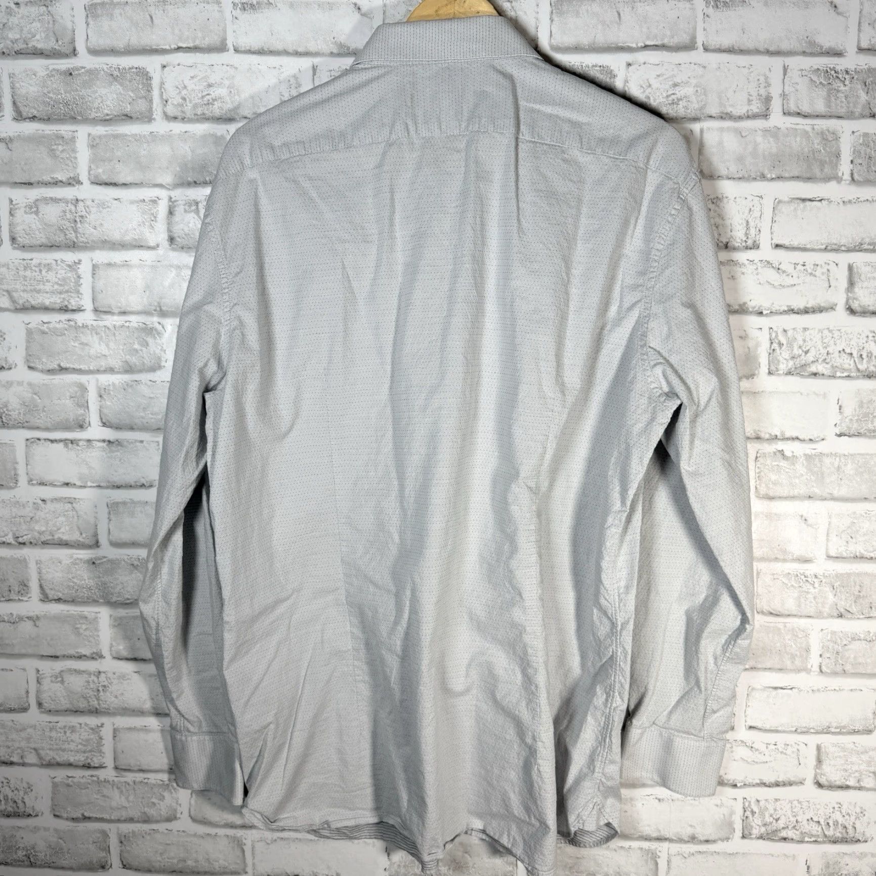 John Varvatos John Varvatos Shirt Slim Fit Button-Down Long Sleeve Men XL Gray Size US XL / EU 56 / 4 - 5 Thumbnail