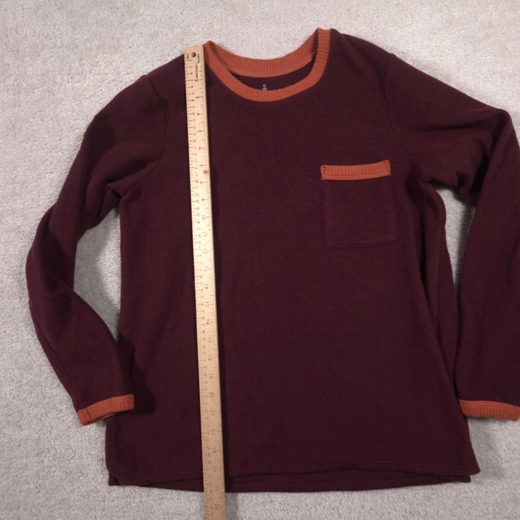 Vintage Cuddl Duds Shirt Womens S Red Fleece Crew Neck Long Sleeve Pocket Top Size S / US 4 / IT 40 - 7 Thumbnail